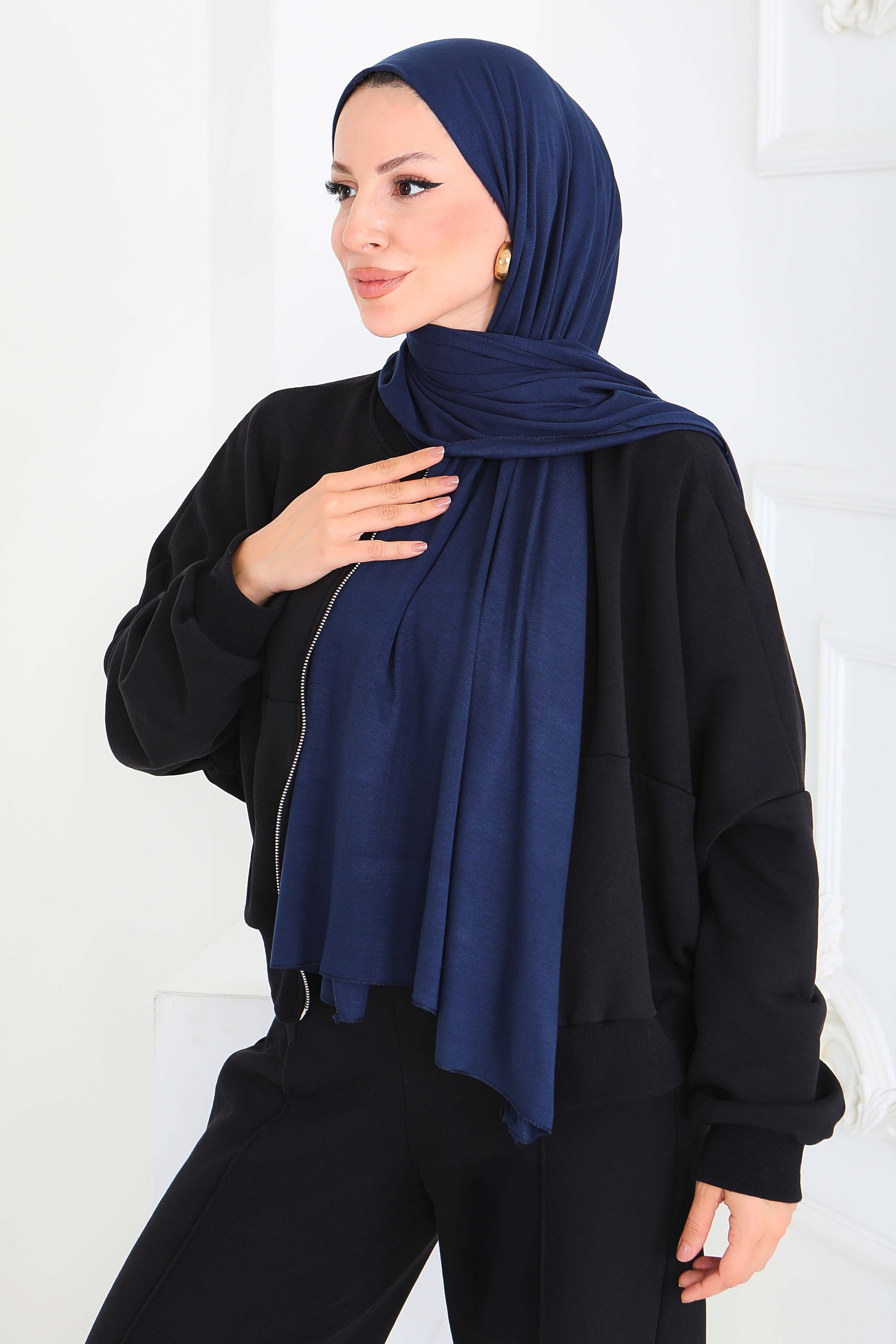 Penye Şal - 27854-LACIVERT - 3