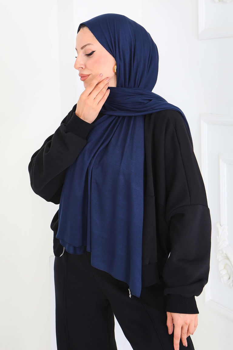 Penye Şal - 27854-LACIVERT - TOFİSA