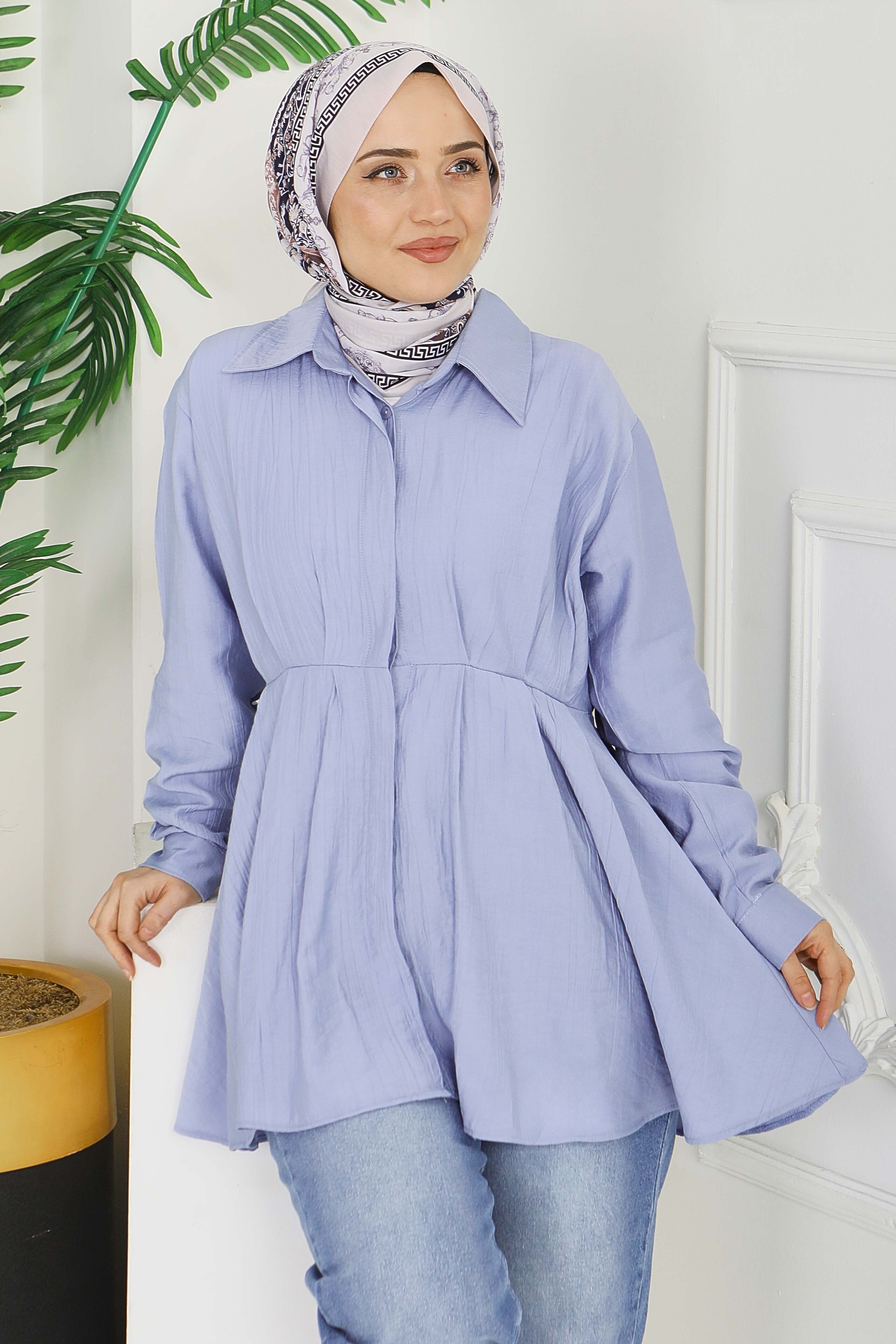 Pile Detaylı Çilek Tunik - 1312-BEBE-MAVI - 1