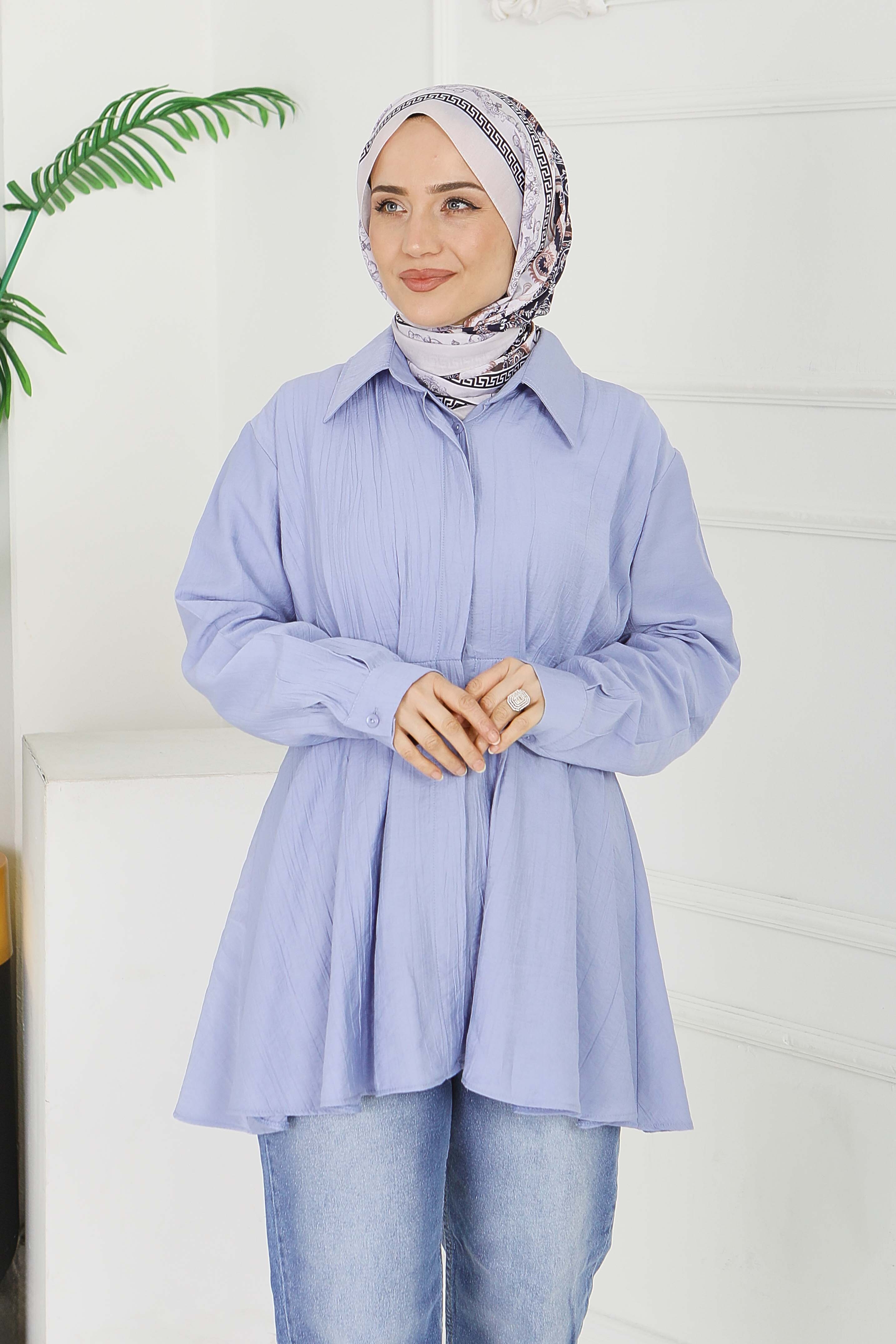 Pile Detaylı Çilek Tunik - 1312-BEBE-MAVI - 2