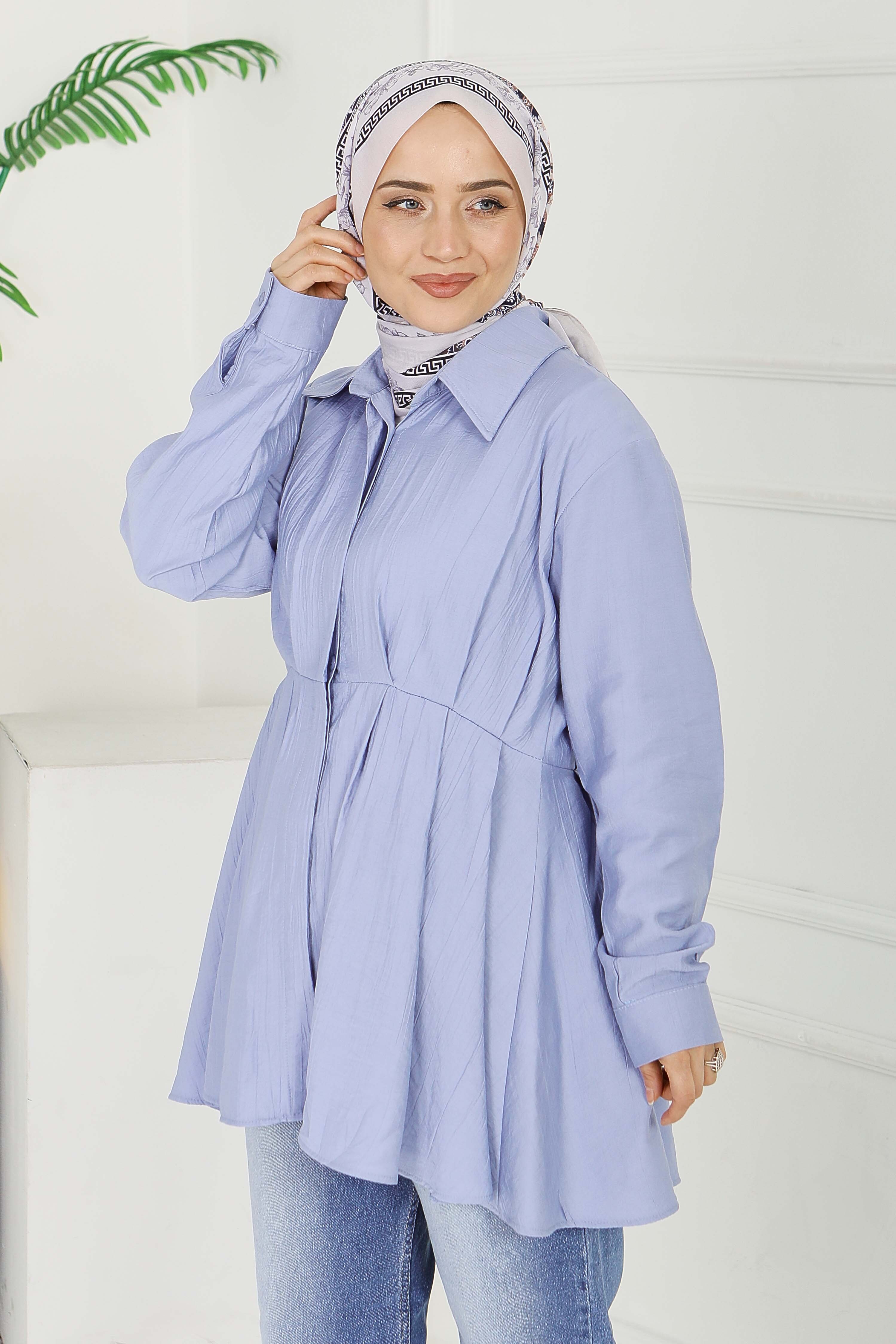 Pile Detaylı Çilek Tunik - 1312-BEBE-MAVI - 3