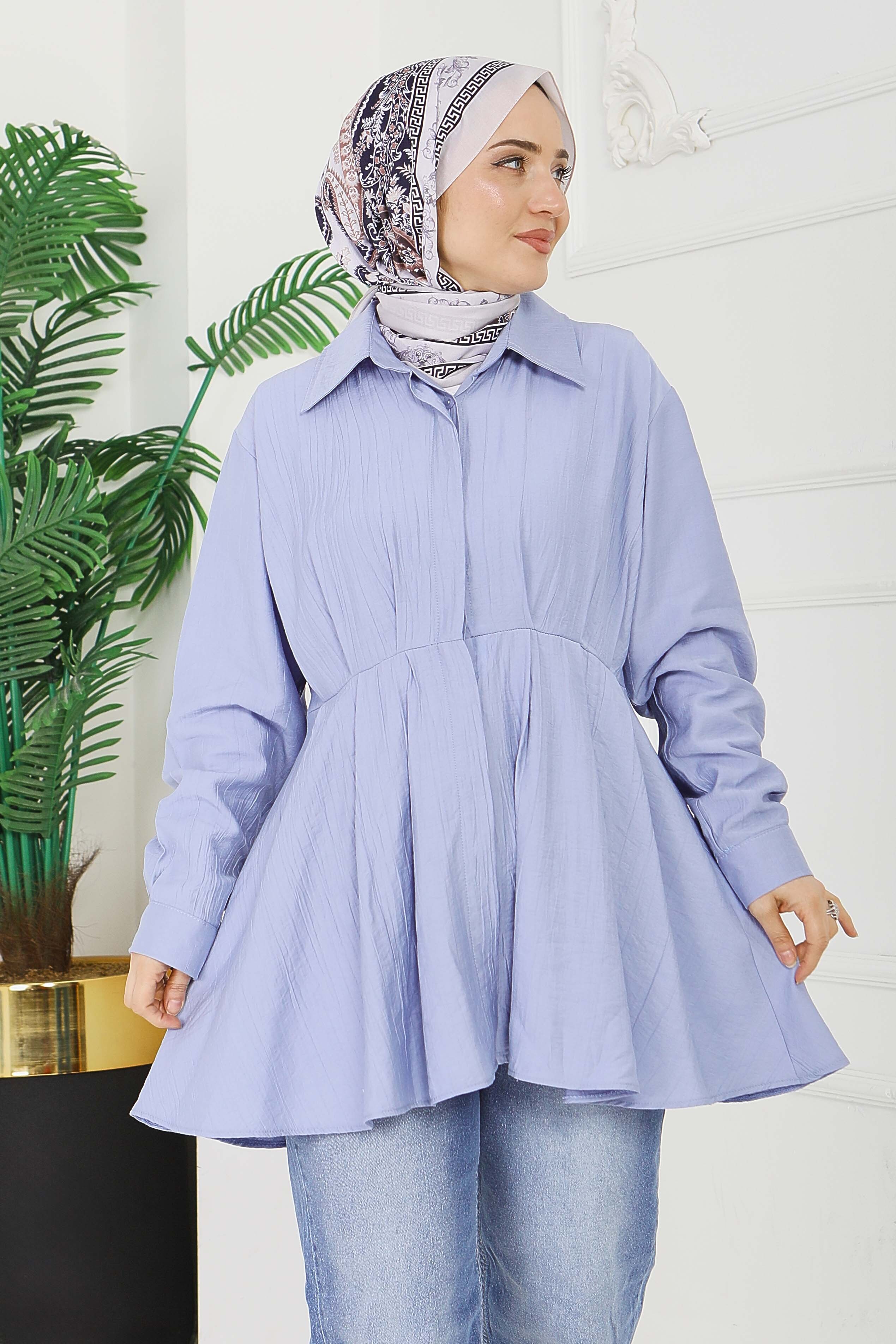 Pile Detaylı Çilek Tunik - 1312-BEBE-MAVI - 4