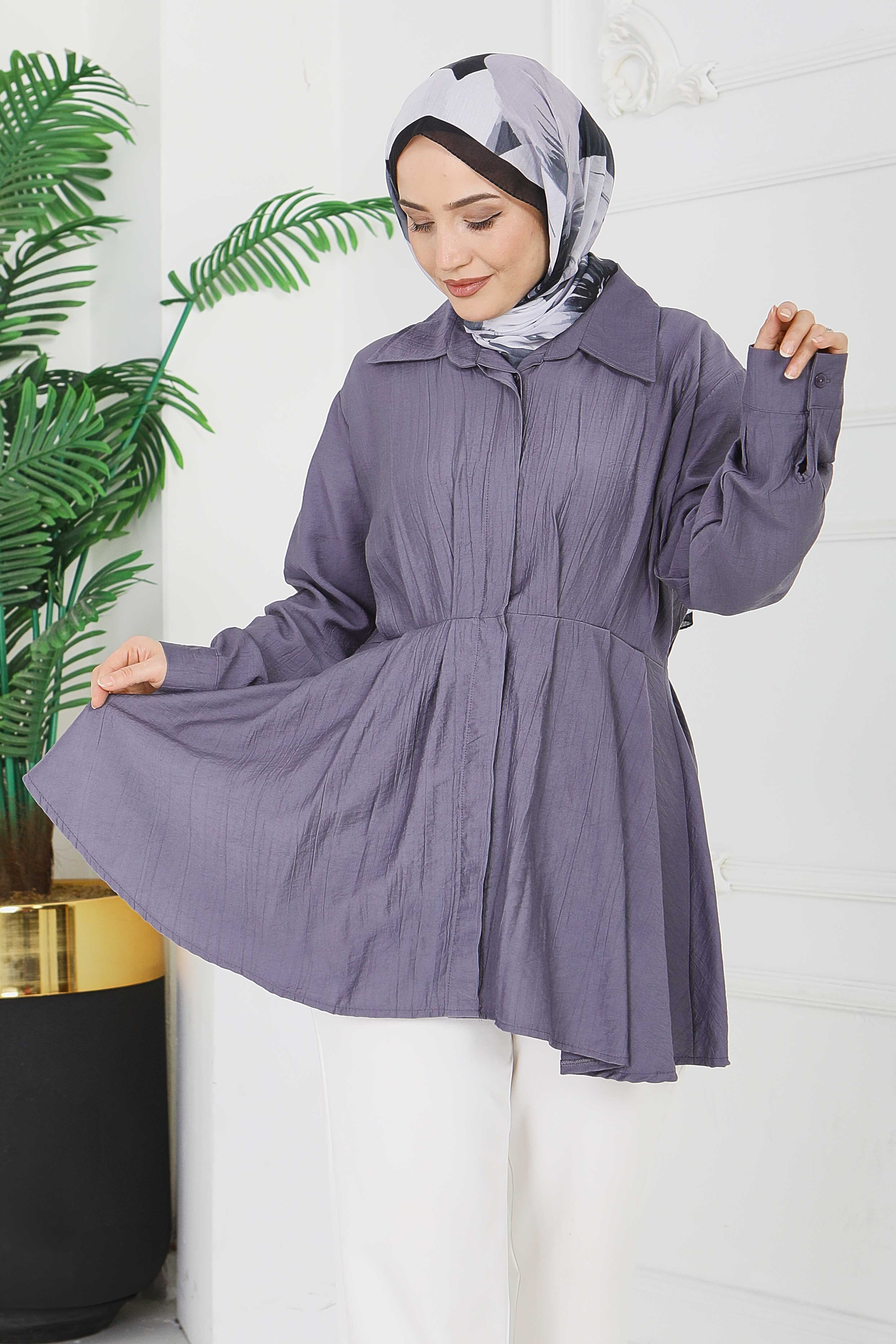 Pile Detaylı Çilek Tunik - 1312-FUME - 3