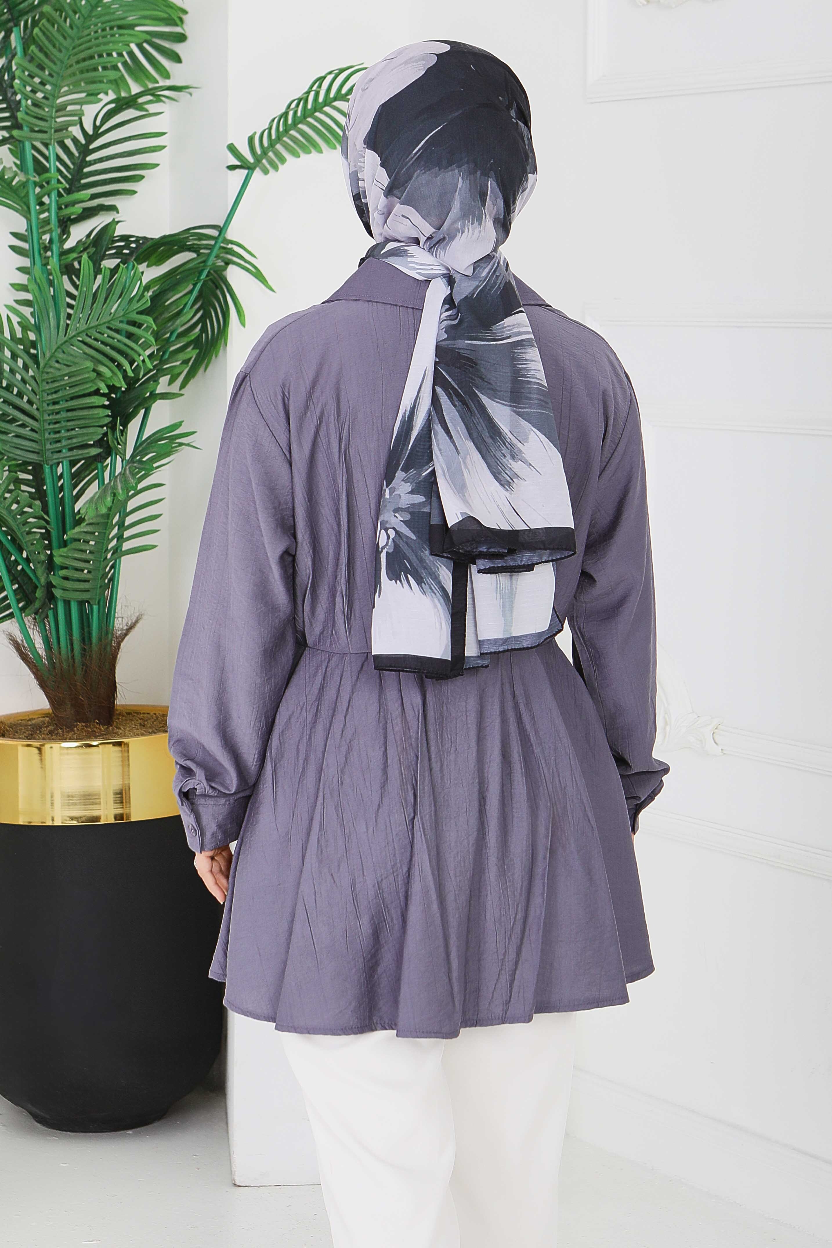 Pile Detaylı Çilek Tunik - 1312-FUME - 5