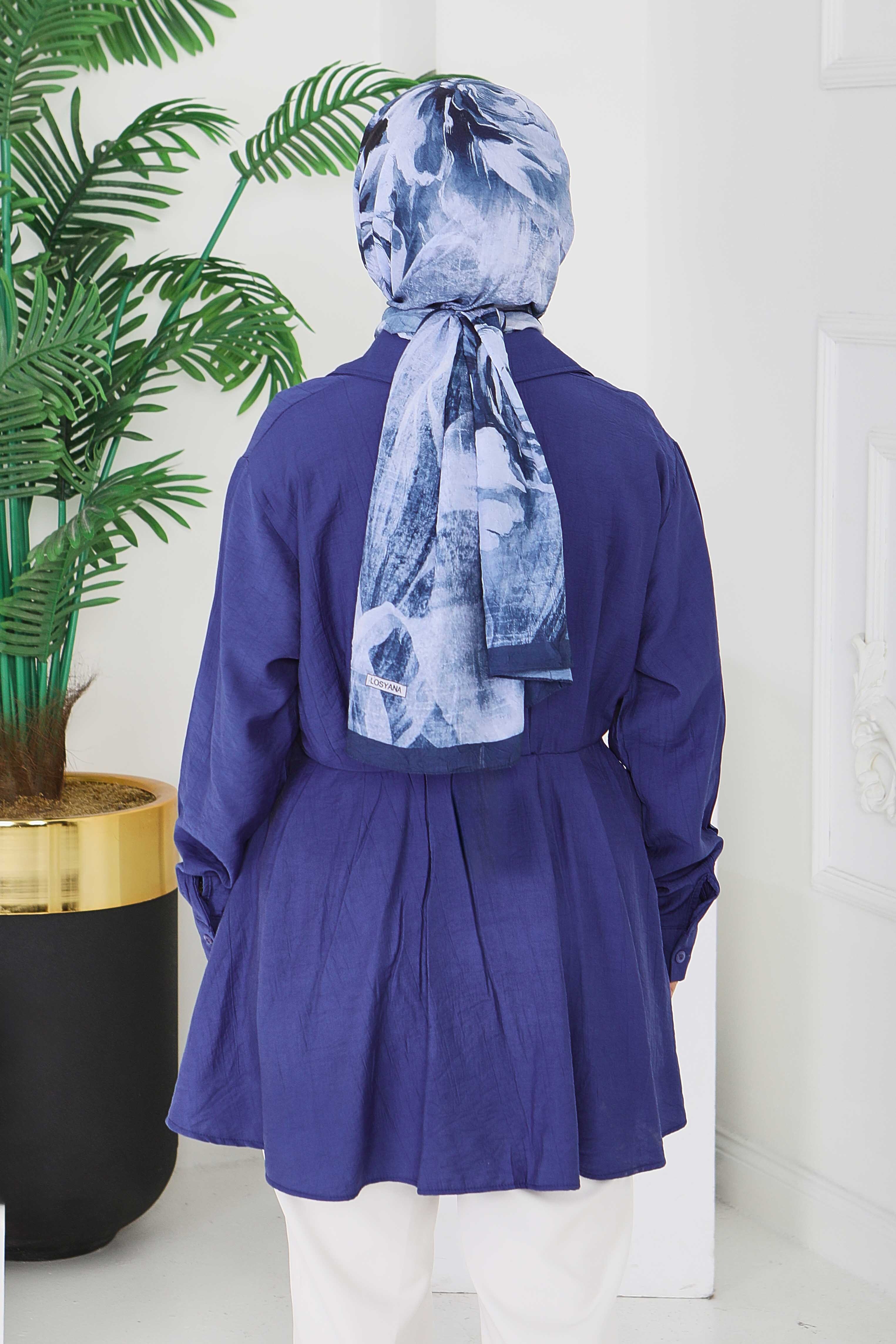 Pile Detaylı Çilek Tunik - 1312-INDIGO - 6