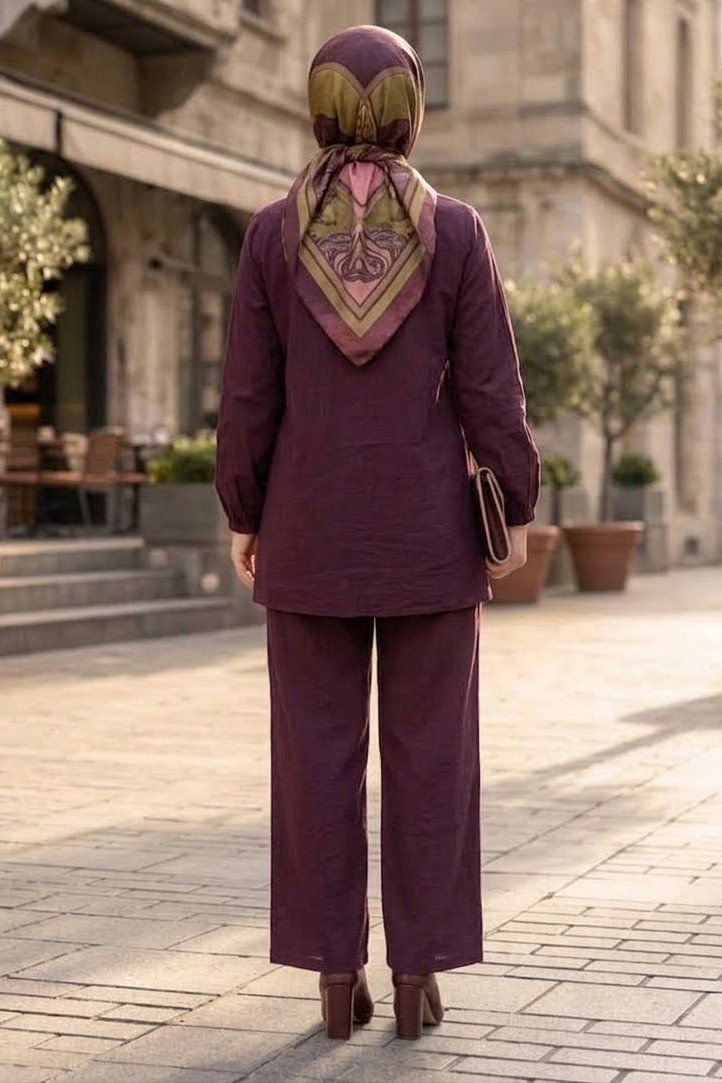 Pile Detaylı Tensel İkili Takım Mürdüm - 28951-MURDUM - 3