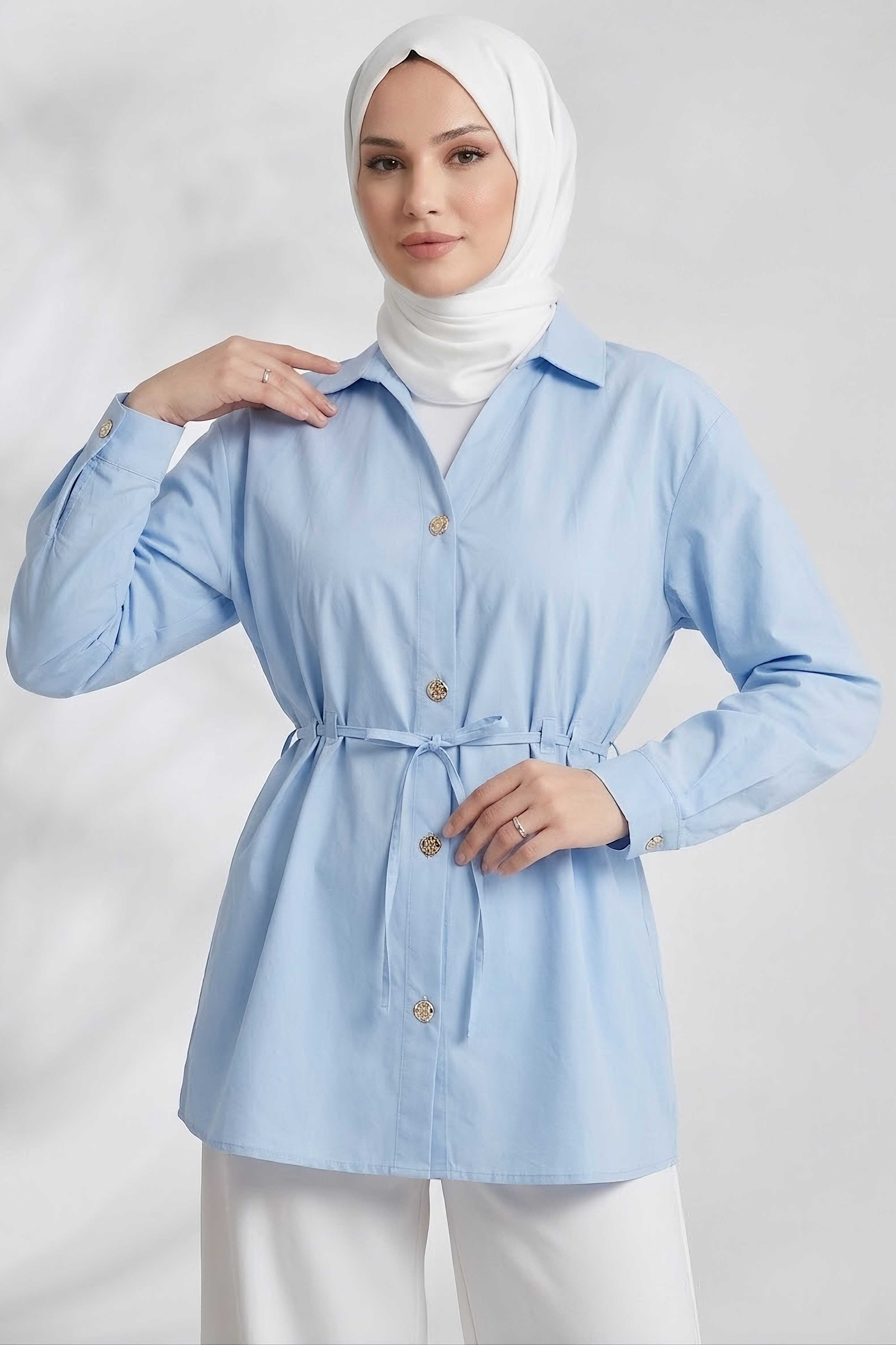 Pile Detaylı Tunik Bebe Mavi - 28724-BEBE-MAVI - 1