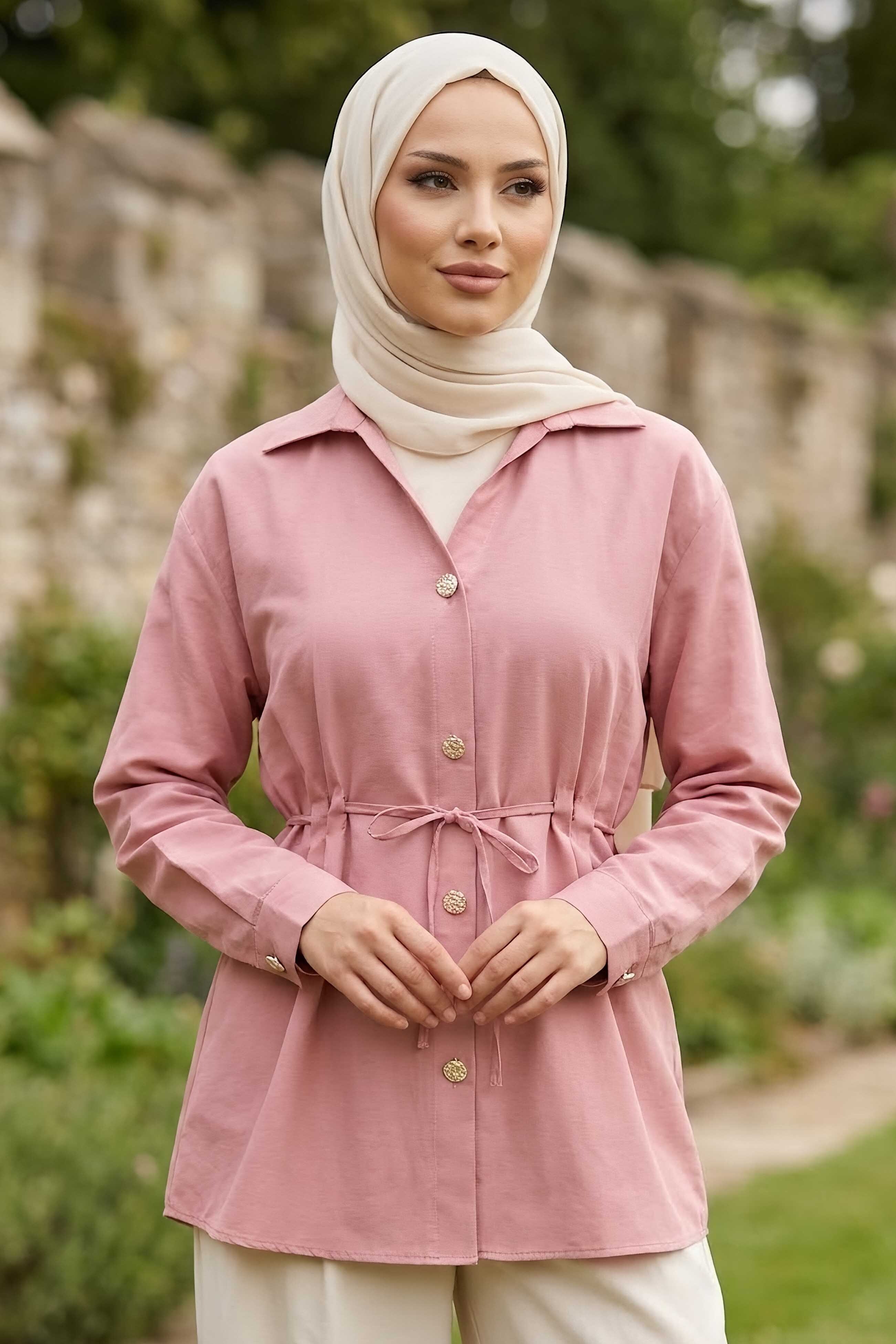 Pile Detaylı Tunik Gul Kurusu - 28724-GUL-KURUSU - 2