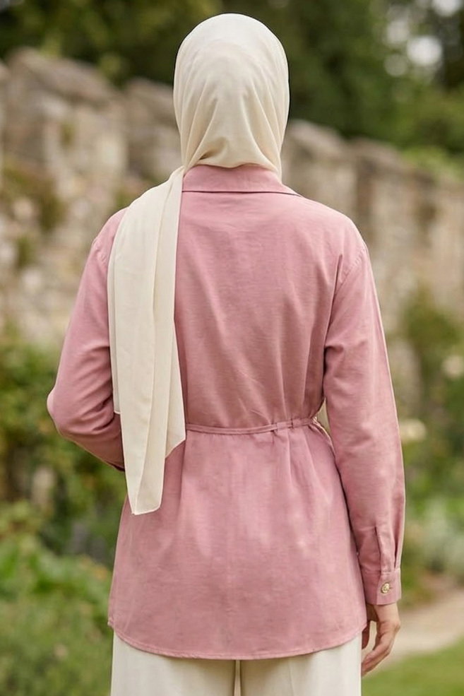 Pile Detaylı Tunik Gul Kurusu - 28724-GUL-KURUSU - 3