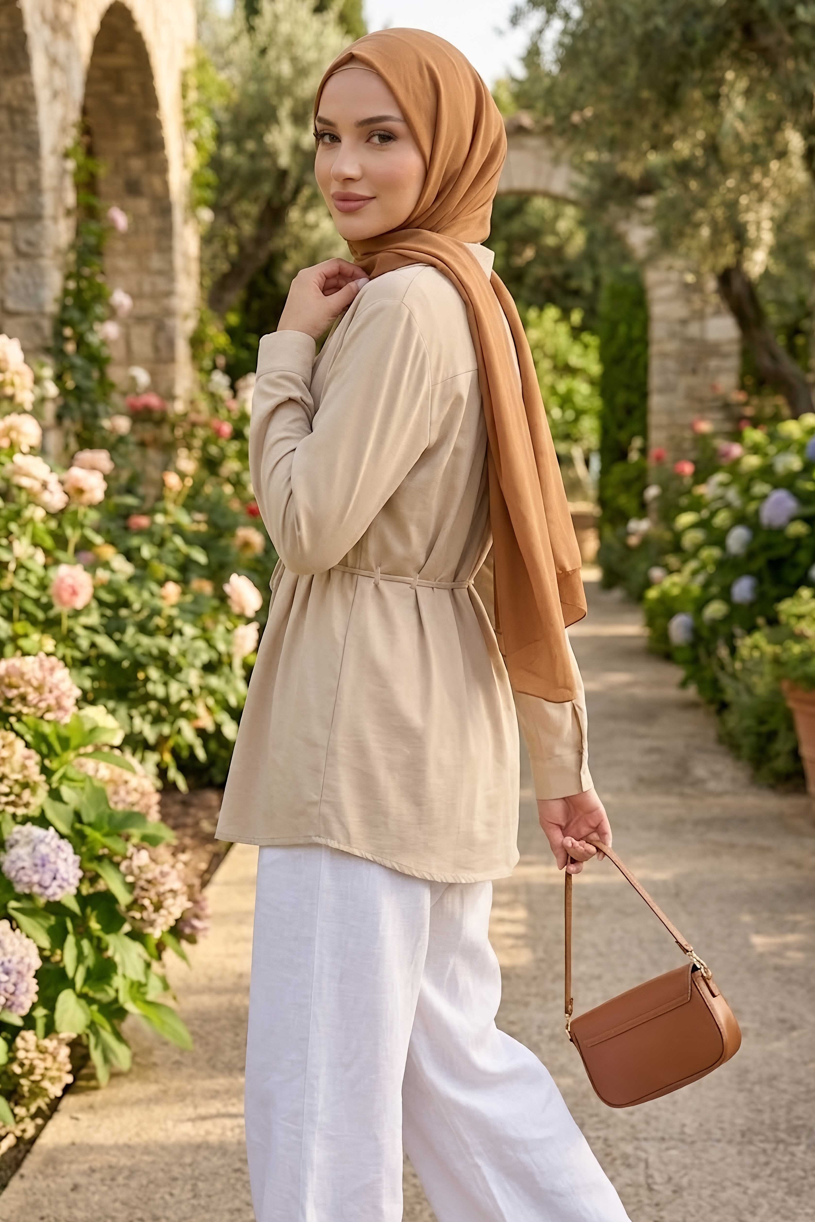Pile Detaylı Tunik Krem - 28724-KREM - 3