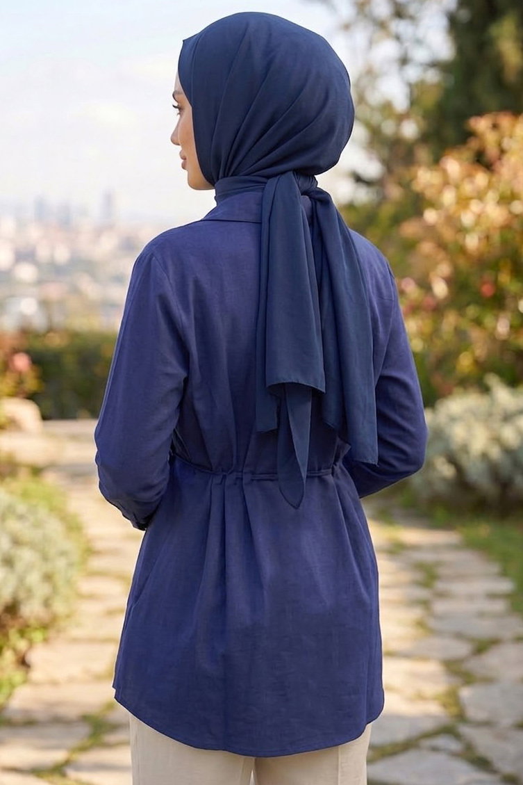 Pile Detaylı Tunik Lacivert - 28724-LACIVERT - 3