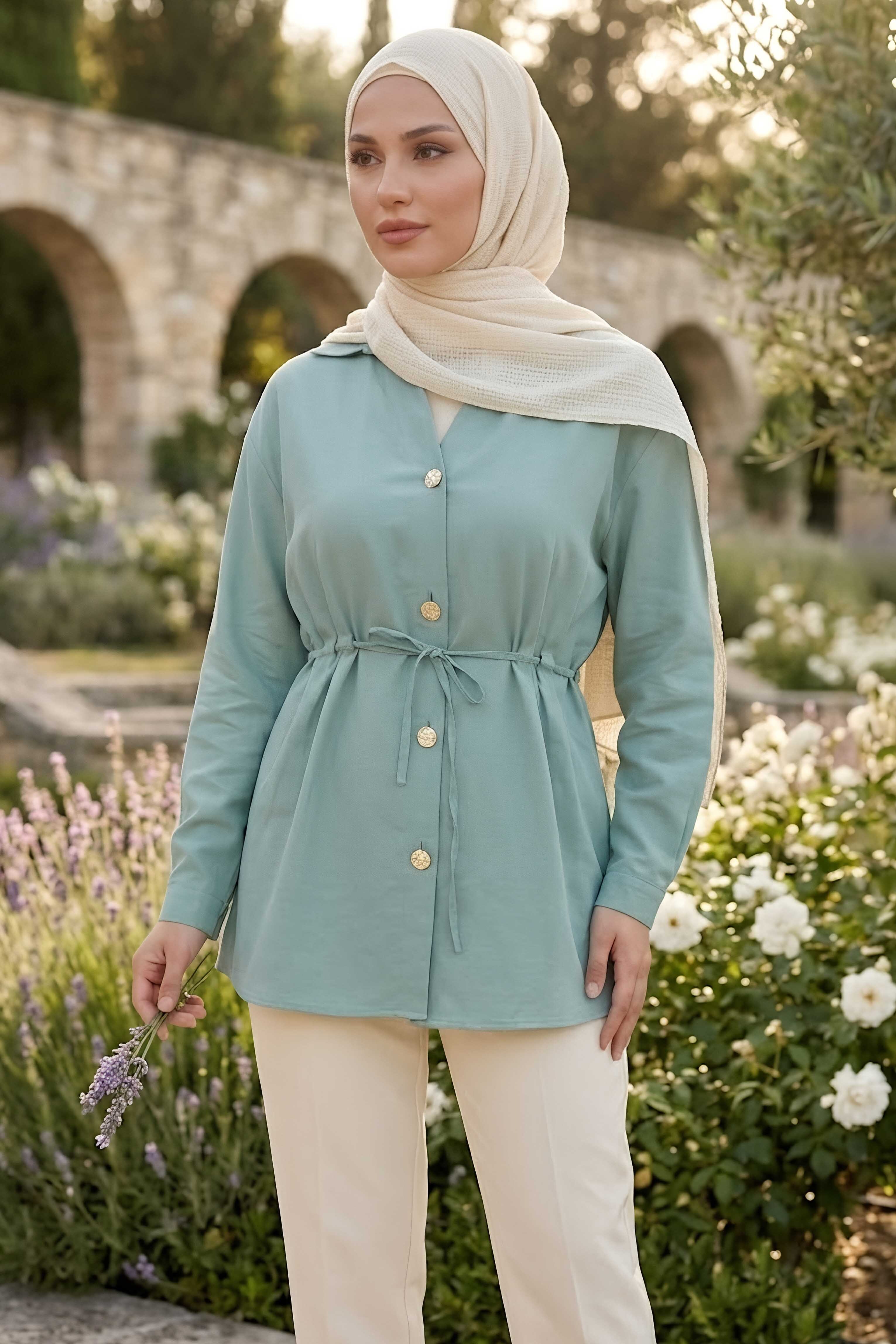 Pile Detaylı Tunik Mint - 28724-MINT - 1