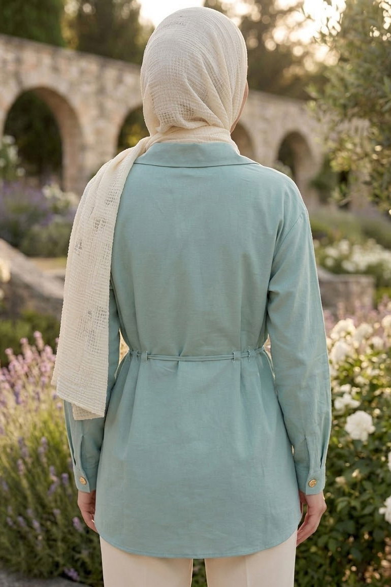 Pile Detaylı Tunik Mint - 28724-MINT - 3
