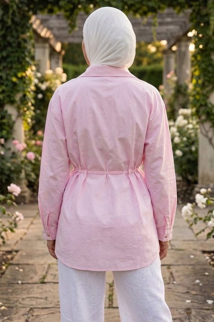 Pile Detaylı Tunik Pembe - 28724-PEMBE - 3