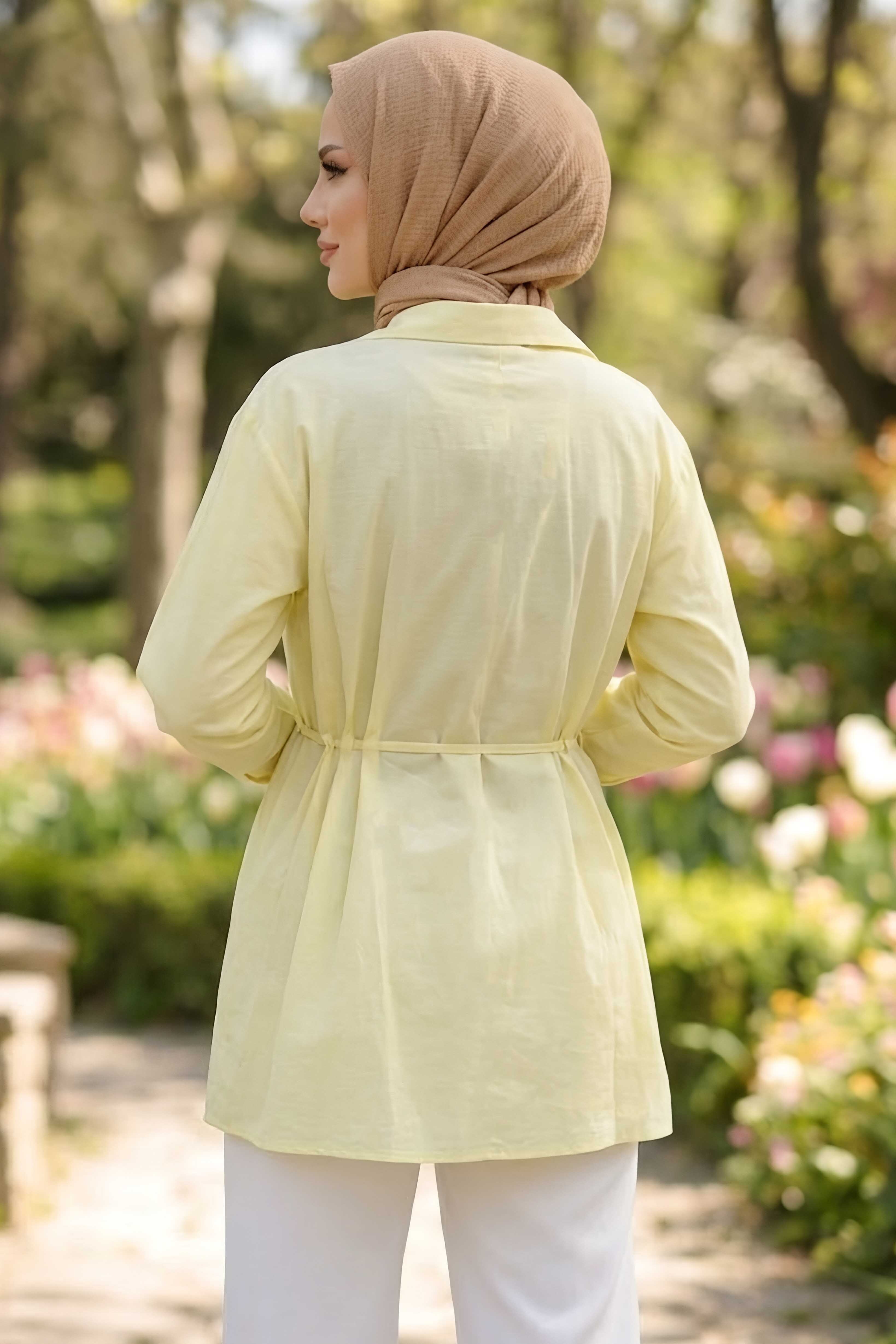 Pile Detaylı Tunik Sari - 28724-SARI - 3