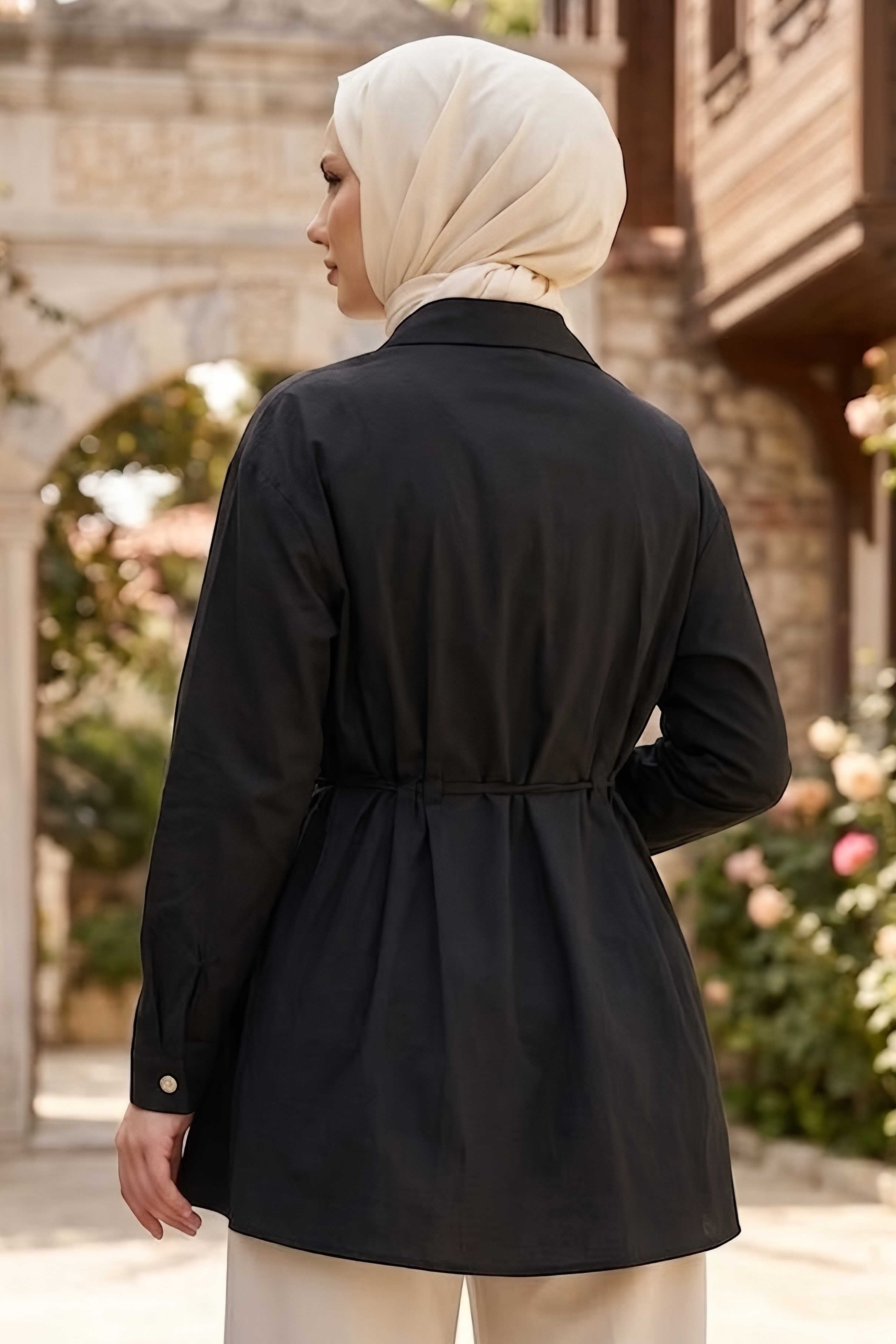 Pile Detaylı Tunik Siyah - 28724-SIYAH - 3