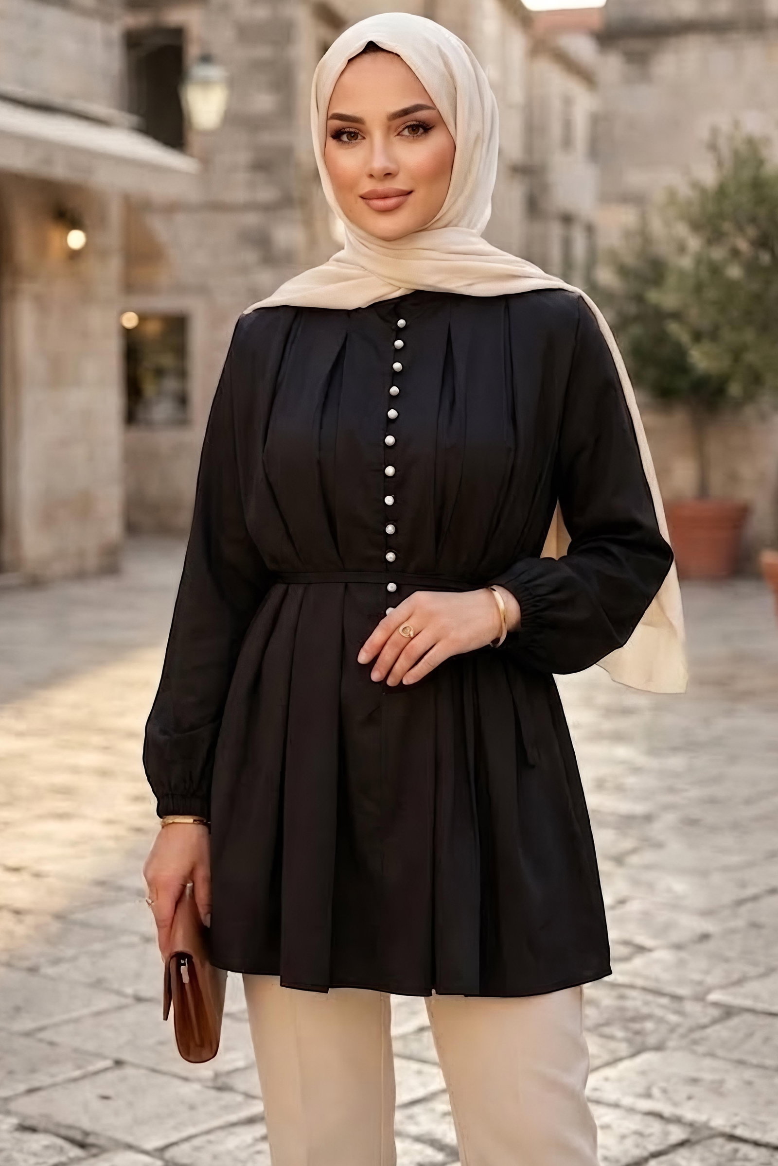 Pileli Gömlek Siyah - 28981-SIYAH - 1