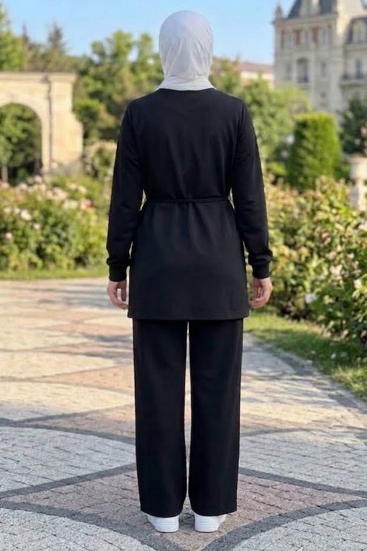 Pileli Oysh Modal Takım Siyah - 28922-SIYAH - 3