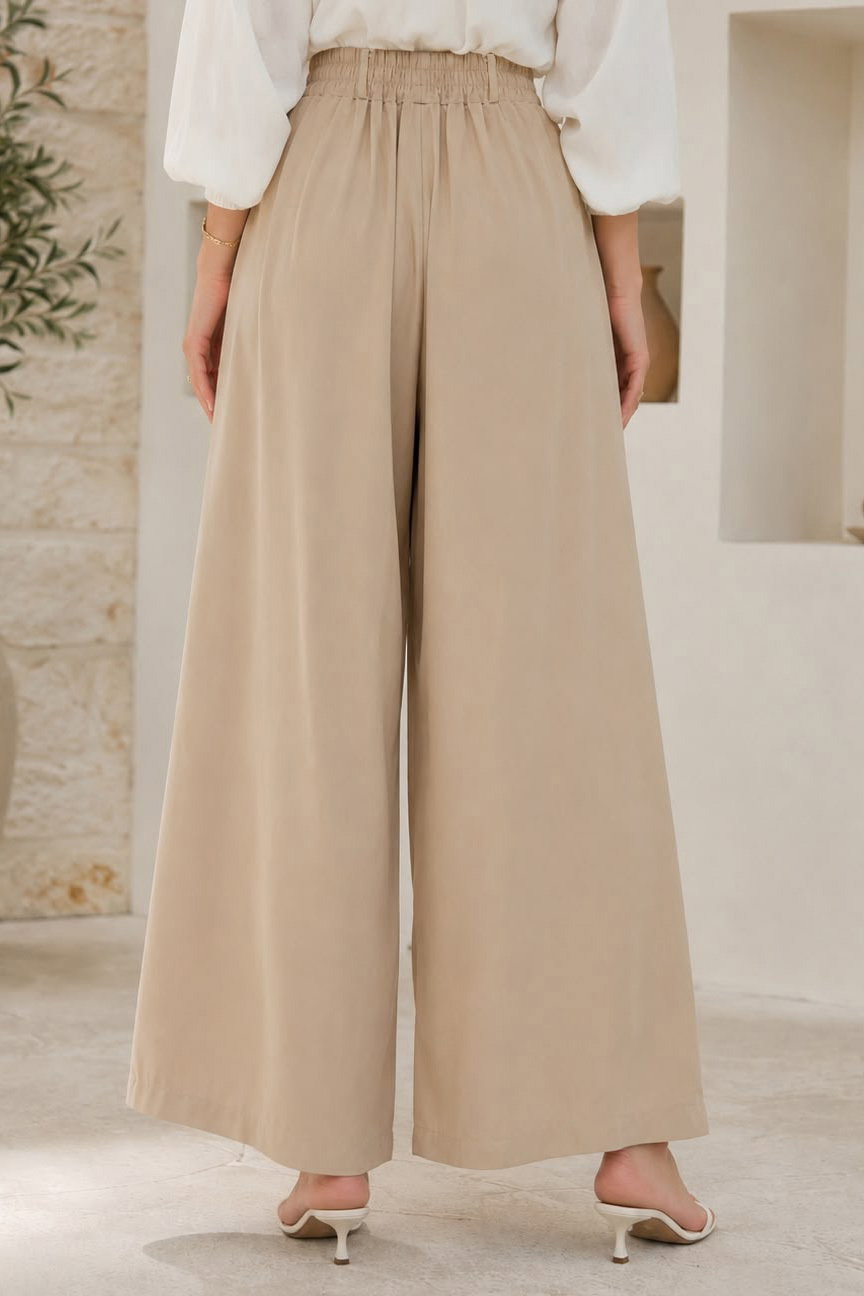 Pileli Salaş Pantolon Bej - 28653-BEJ - 3