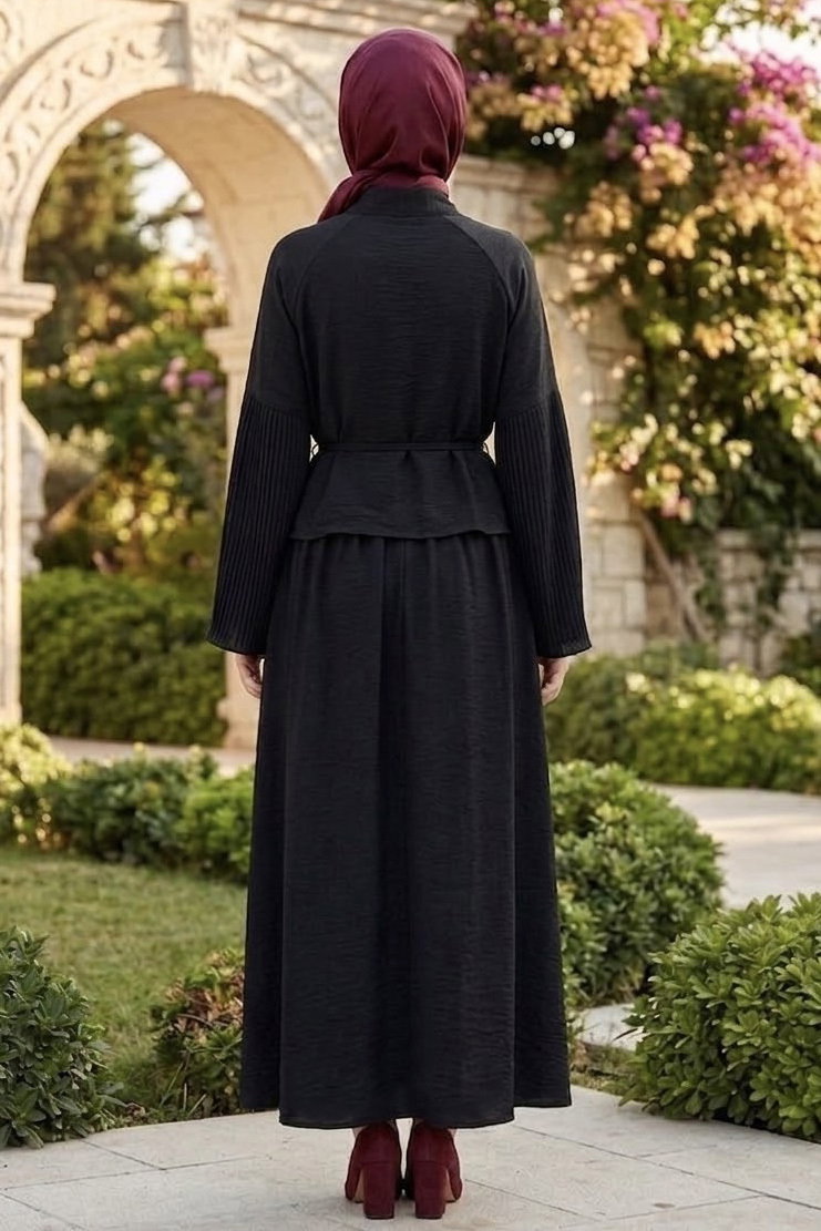 Piliseli Etekli Takım Siyah - 28540-SIYAH - 4