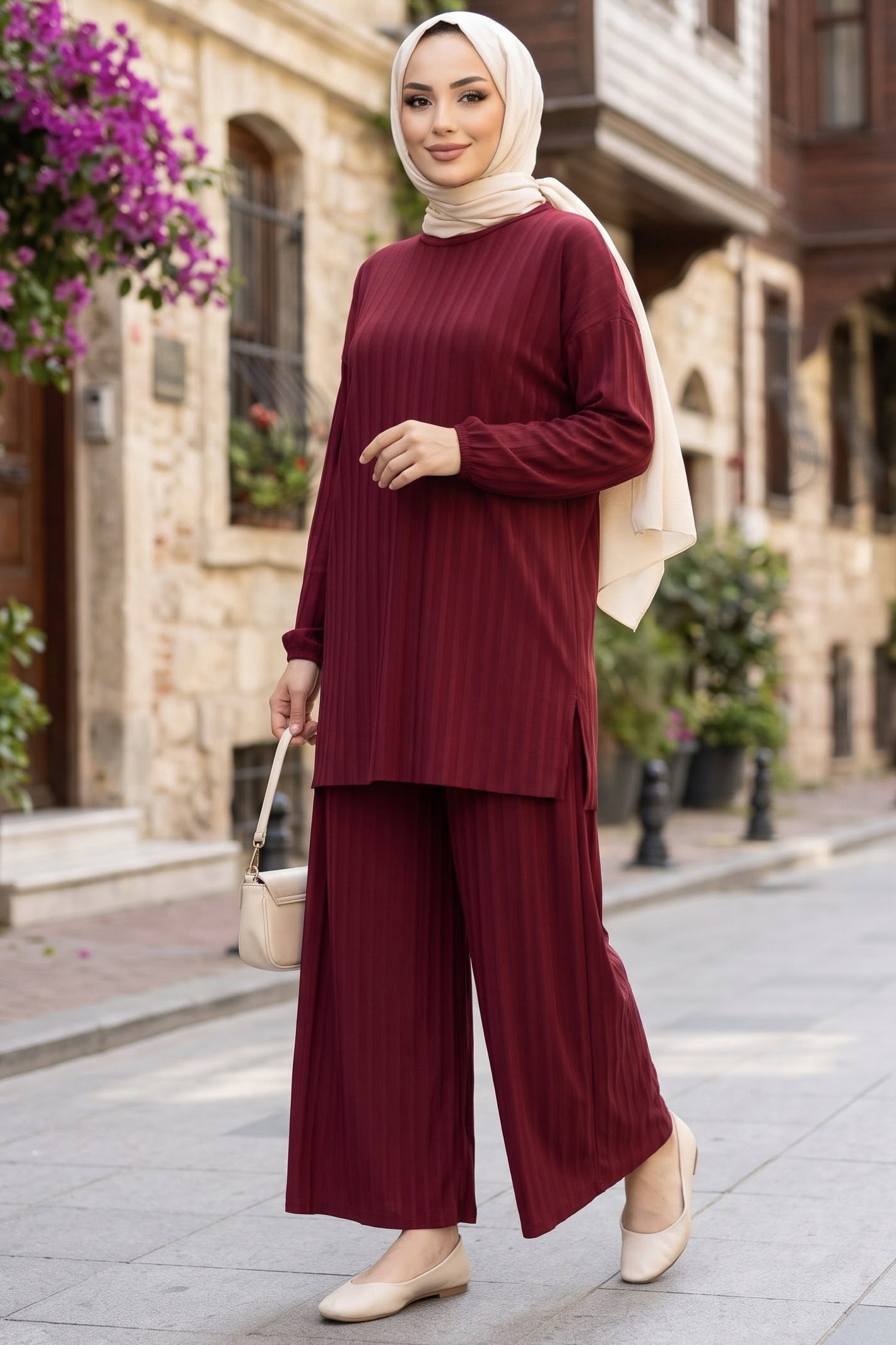 Piliseli Sendy İkili Takım Bordo - 29326-BORDO - 1