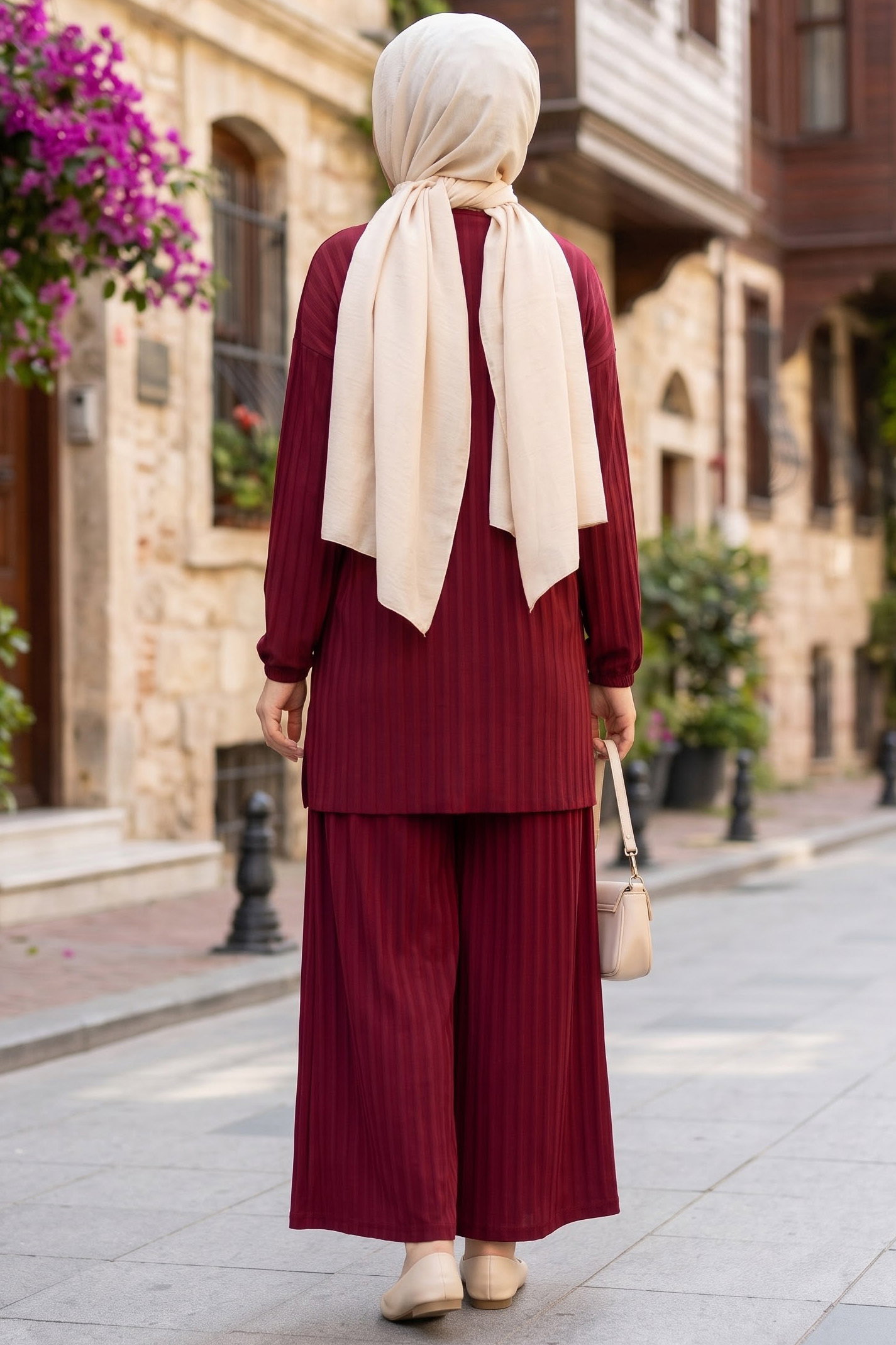 Piliseli Sendy İkili Takım Bordo - 29326-BORDO - 3