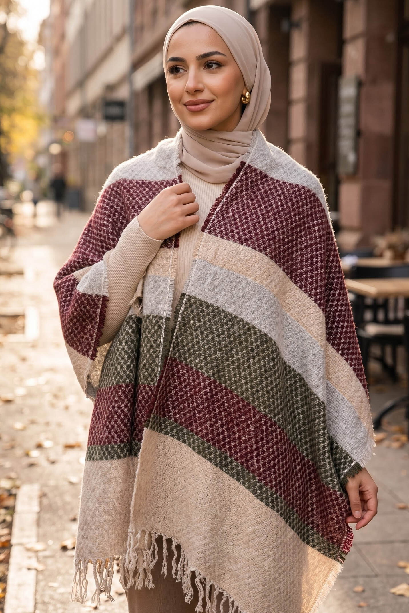 Pıtırcık Polar Omuz Atkı Şal Bordo - 28996-BORDO - 1