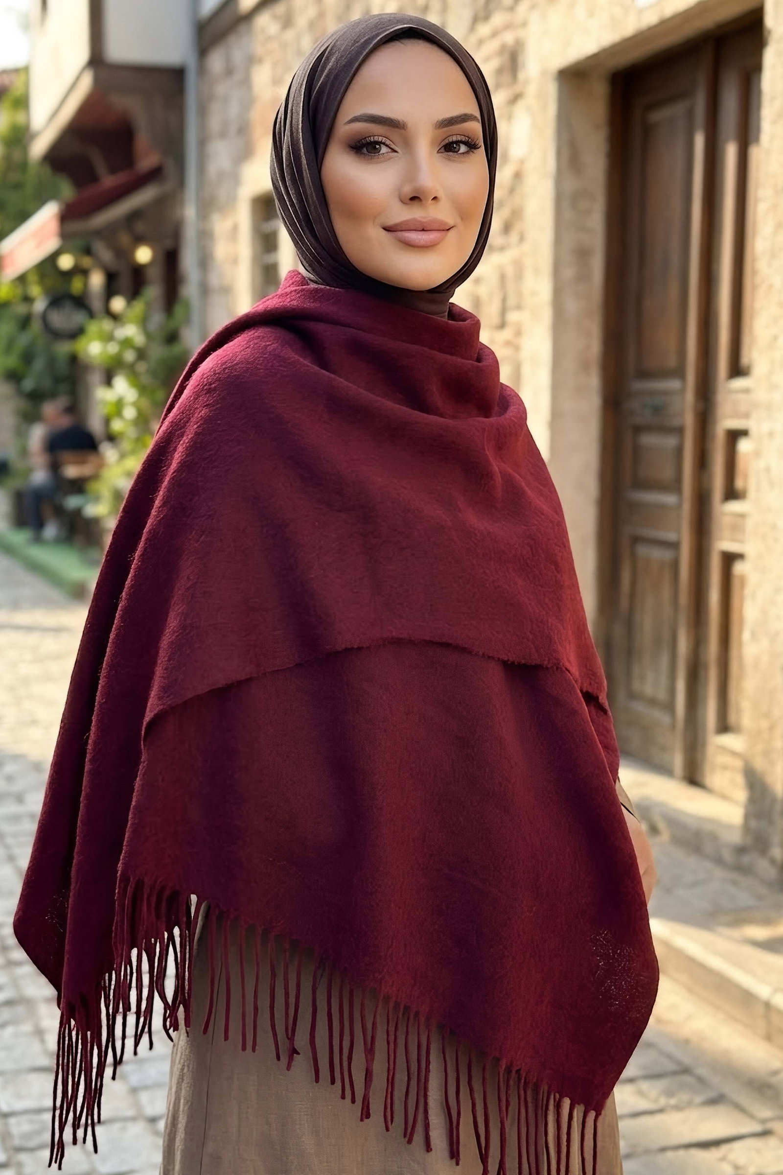 Polar Omuz Atkı Şal Bordo - 28993-BORDO - 1