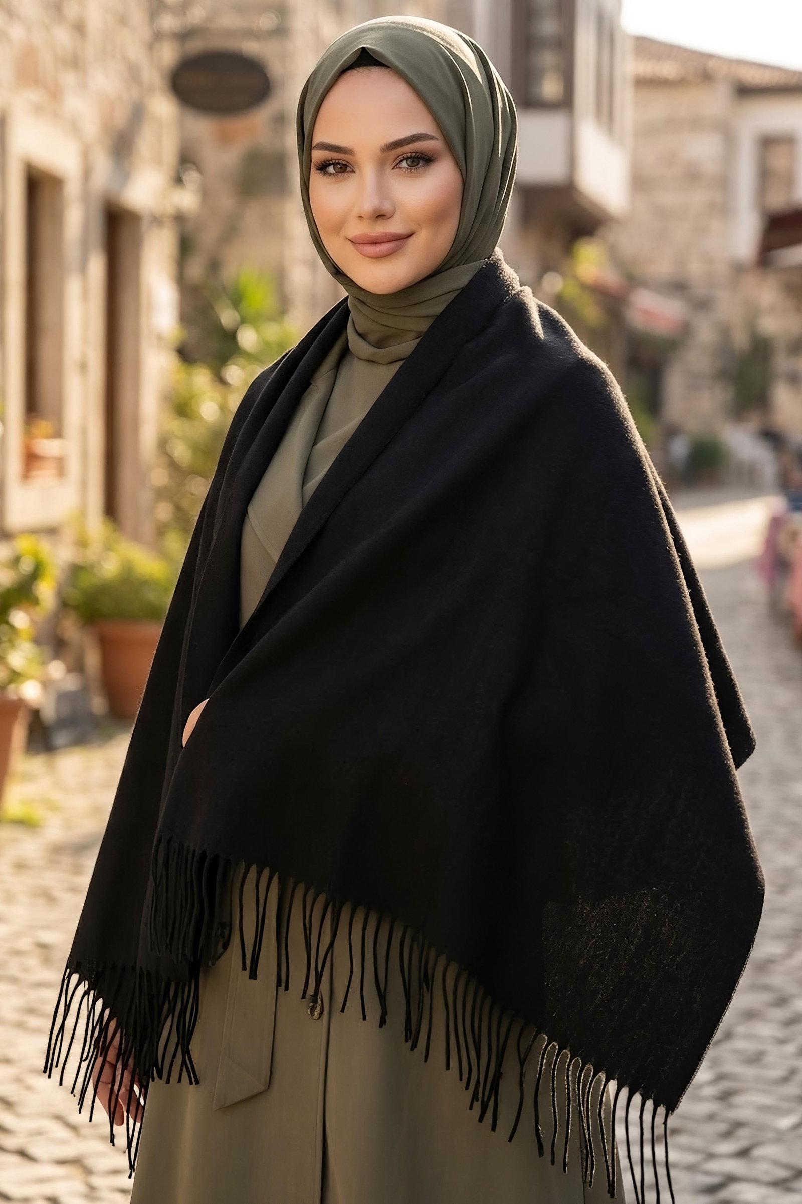 Polar Omuz Atkı Şal Siyah - 28993-SIYAH - 1