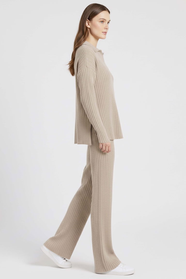 Polo Yaka Fitilli Kaşkorse İkili Takım - 27993-BEJ - TOFİSA