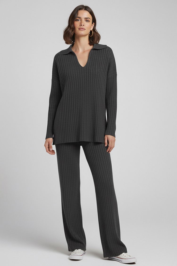 Polo Yaka Fitilli Kaşkorse İkili Takım - 27993-FUME - 1