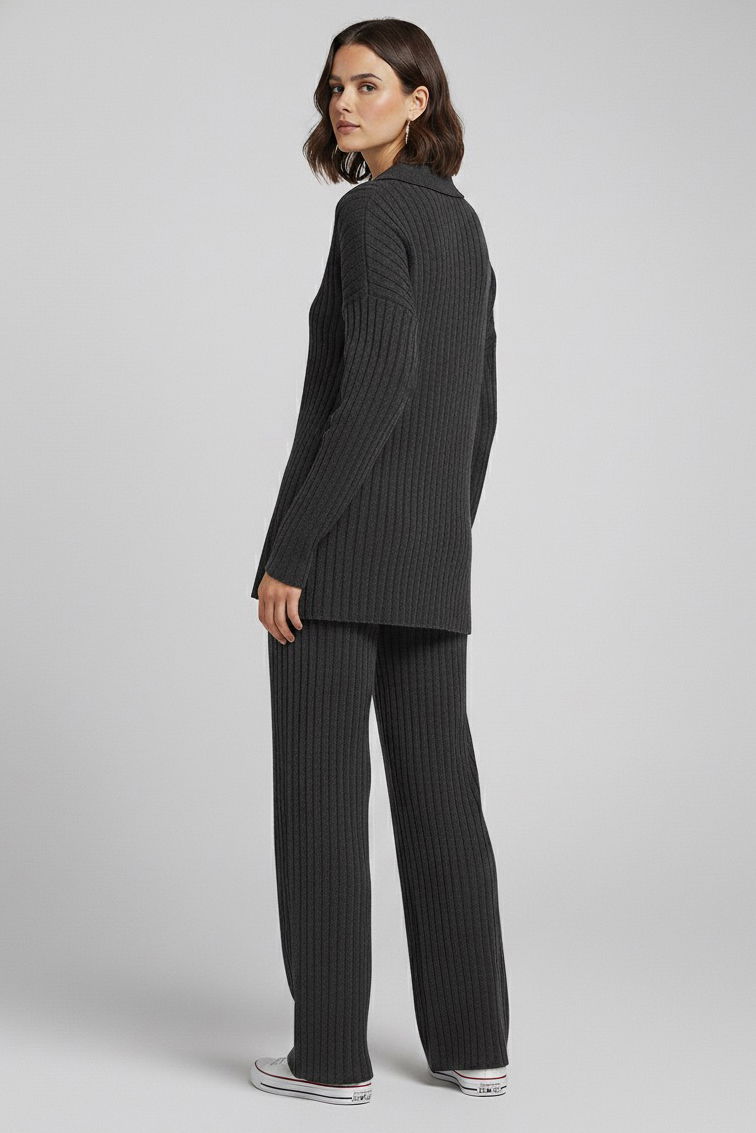 Polo Yaka Fitilli Kaşkorse İkili Takım - 27993-FUME - TOFİSA