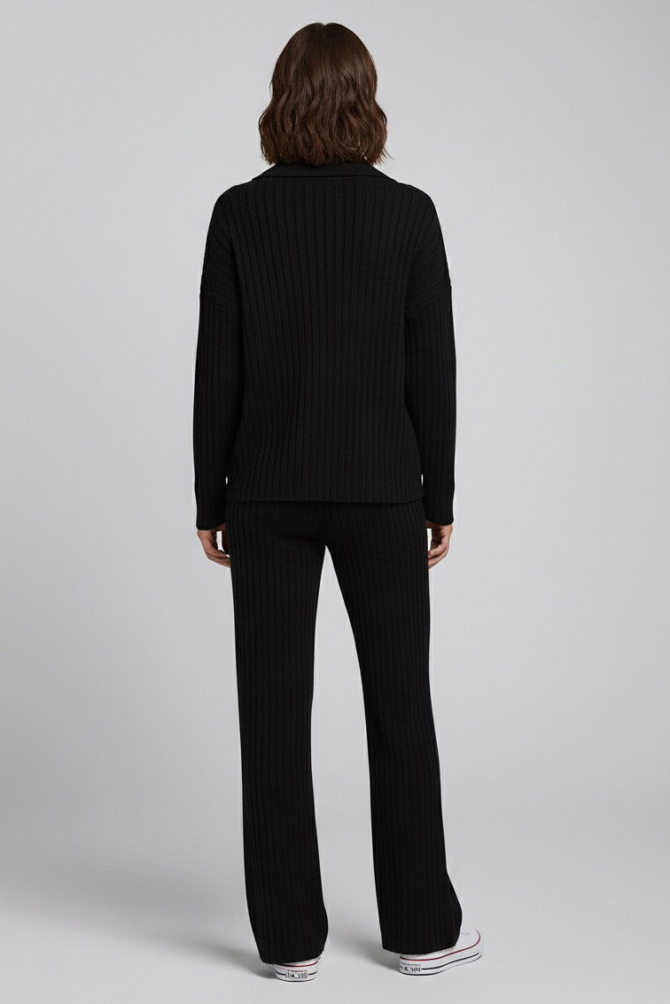Polo Yaka Fitilli Kaşkorse İkili Takım - 27993-SIYAH - 4