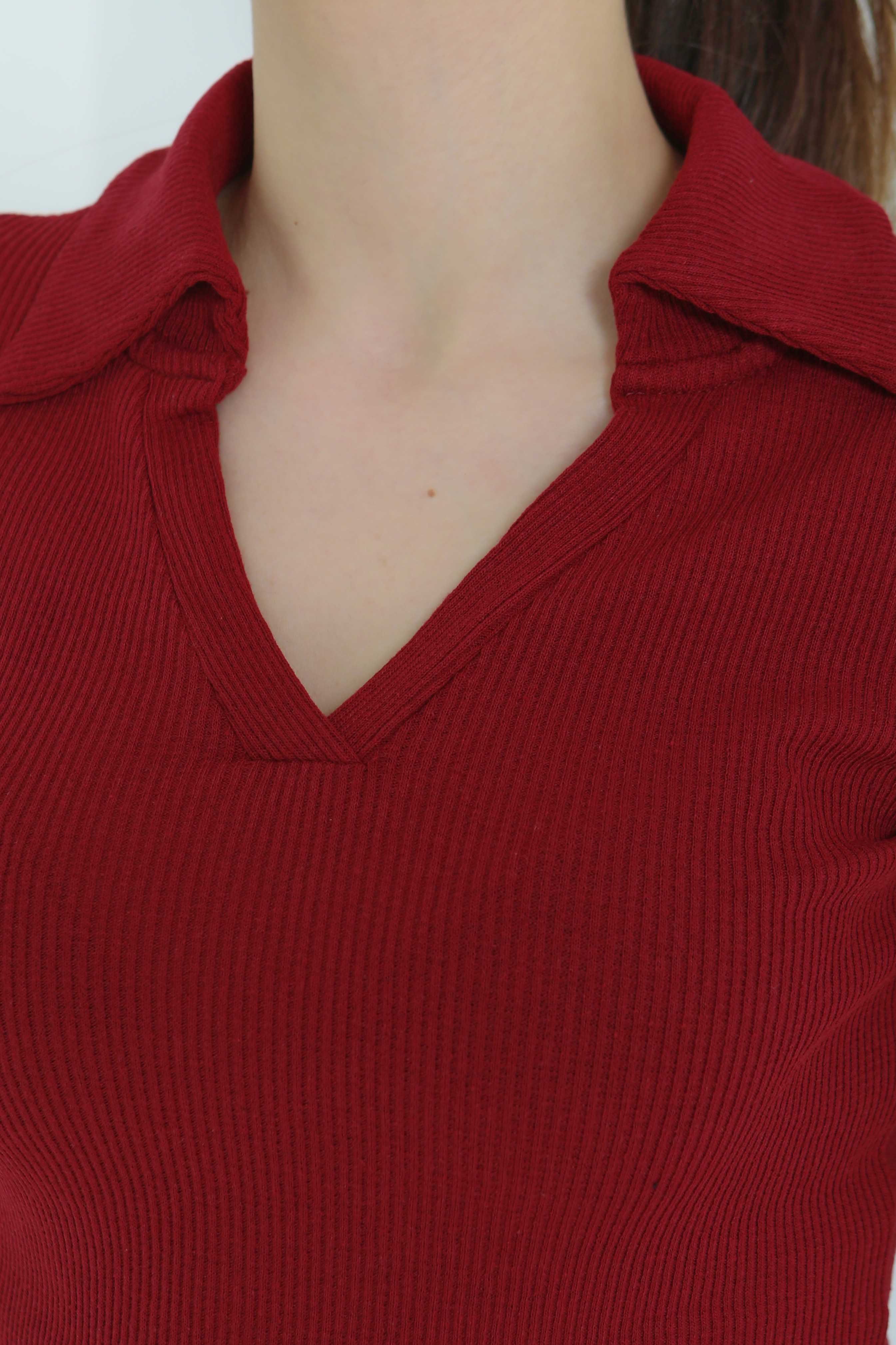 Polo Yaka Kısa Kollu Bady Bordo - 27143 - 5