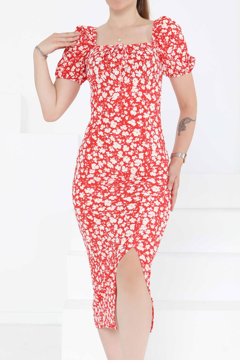 Prenses Kol Yırtmaçlı Elbise - 27292 - TOFİSA