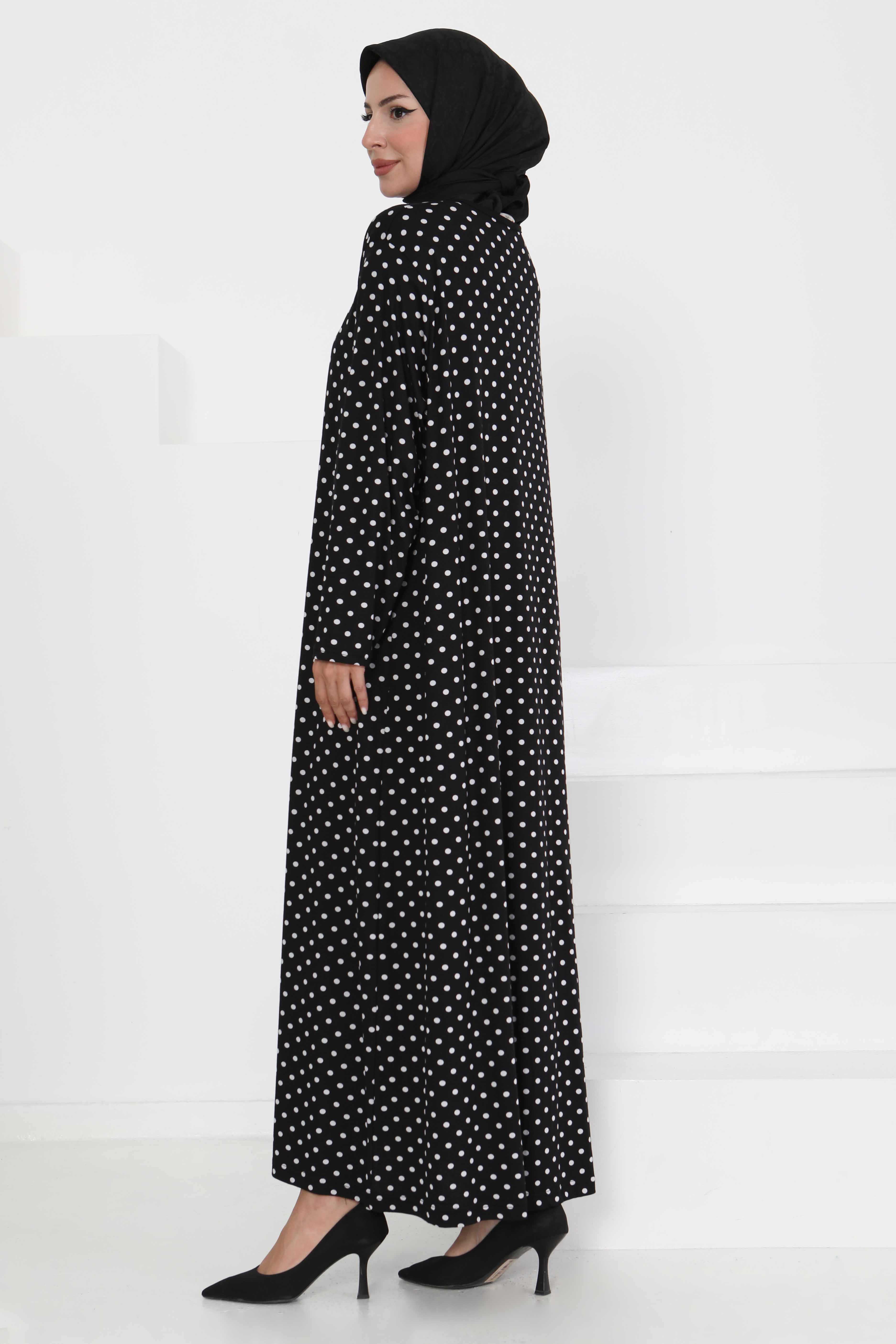 Puantiye Desenli Elbise Siyah - 27369 - 5