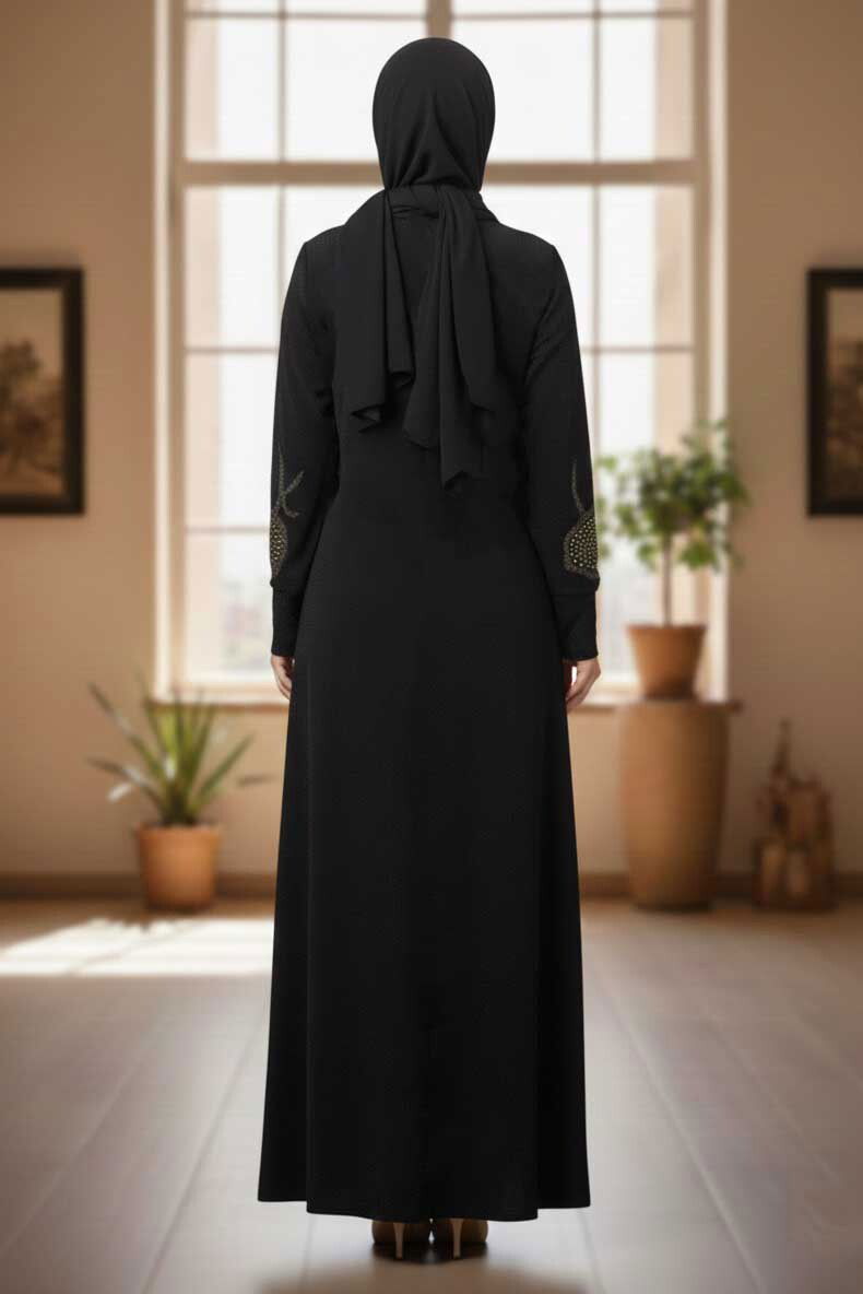 Pul Detaylı Simli Elbise - 28300-SIYAH - 3