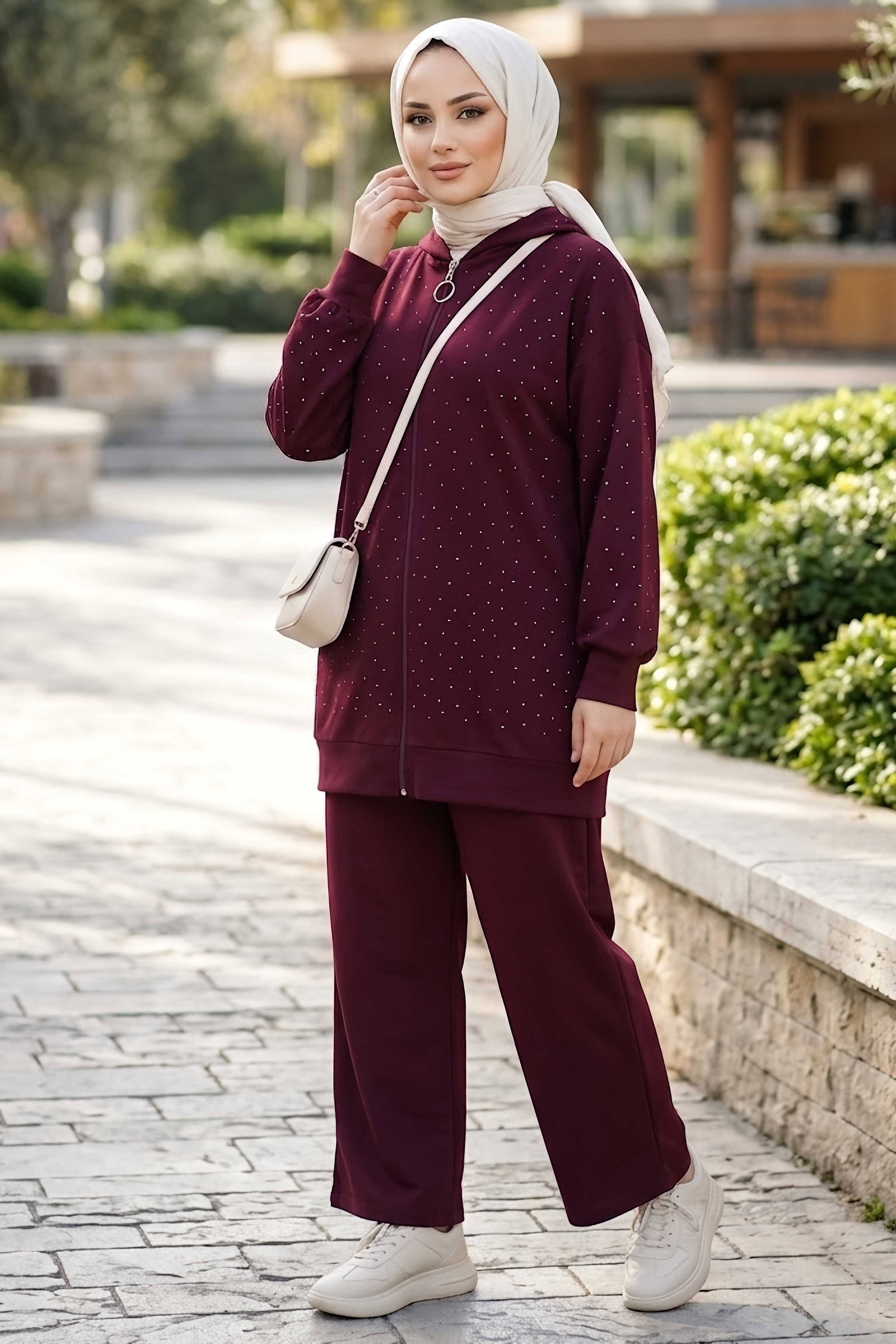 Pullu Oysh Modal Takım Bordo - 28919-BORDO - 1