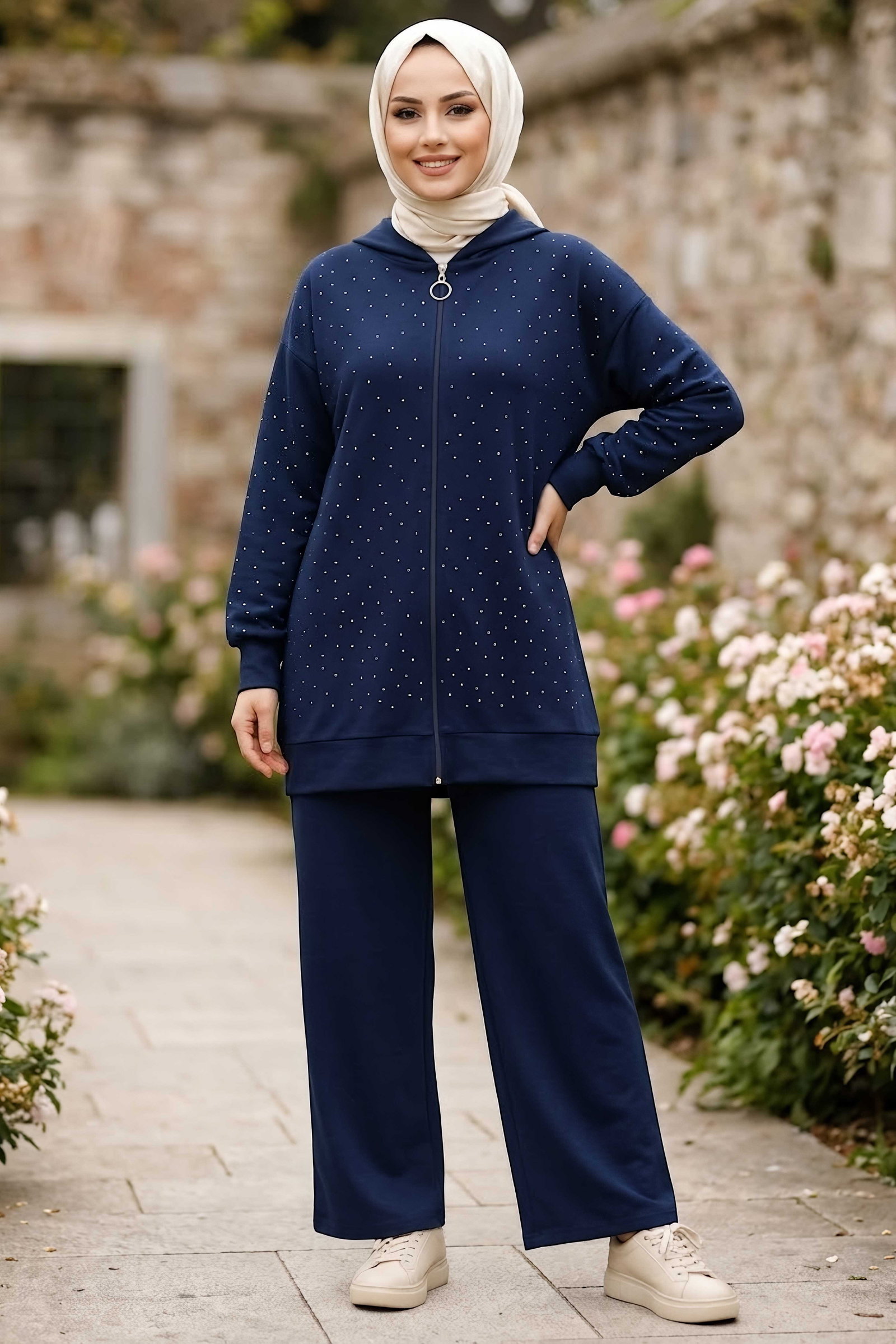 Pullu Oysh Modal Takım Lacivert - 28919-LACIVERT - 1