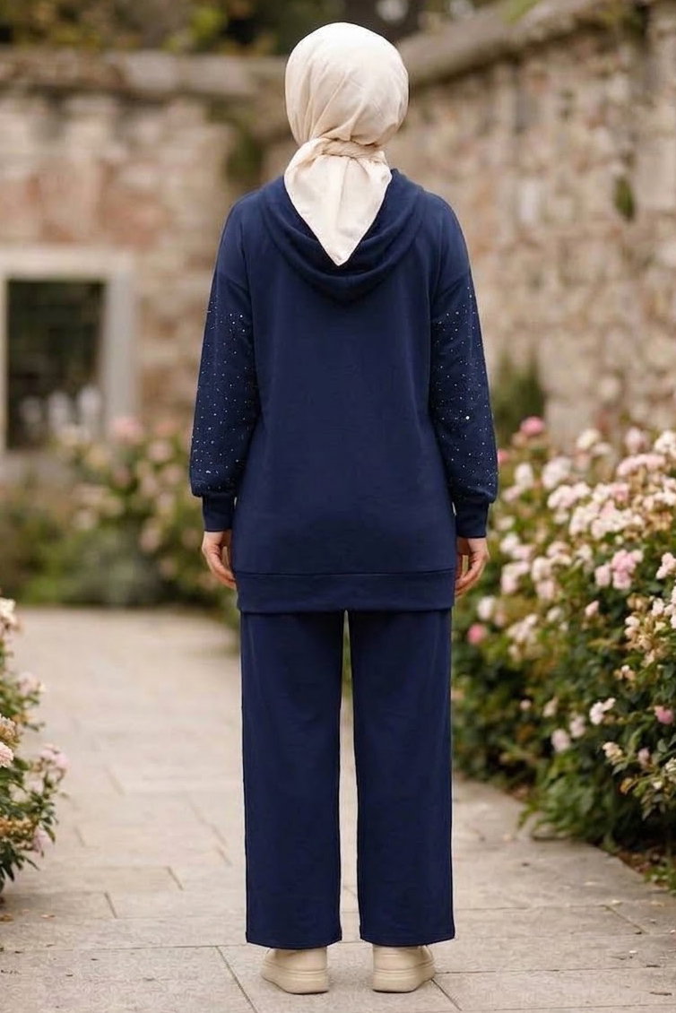 Pullu Oysh Modal Takım Lacivert - 28919-LACIVERT - 3