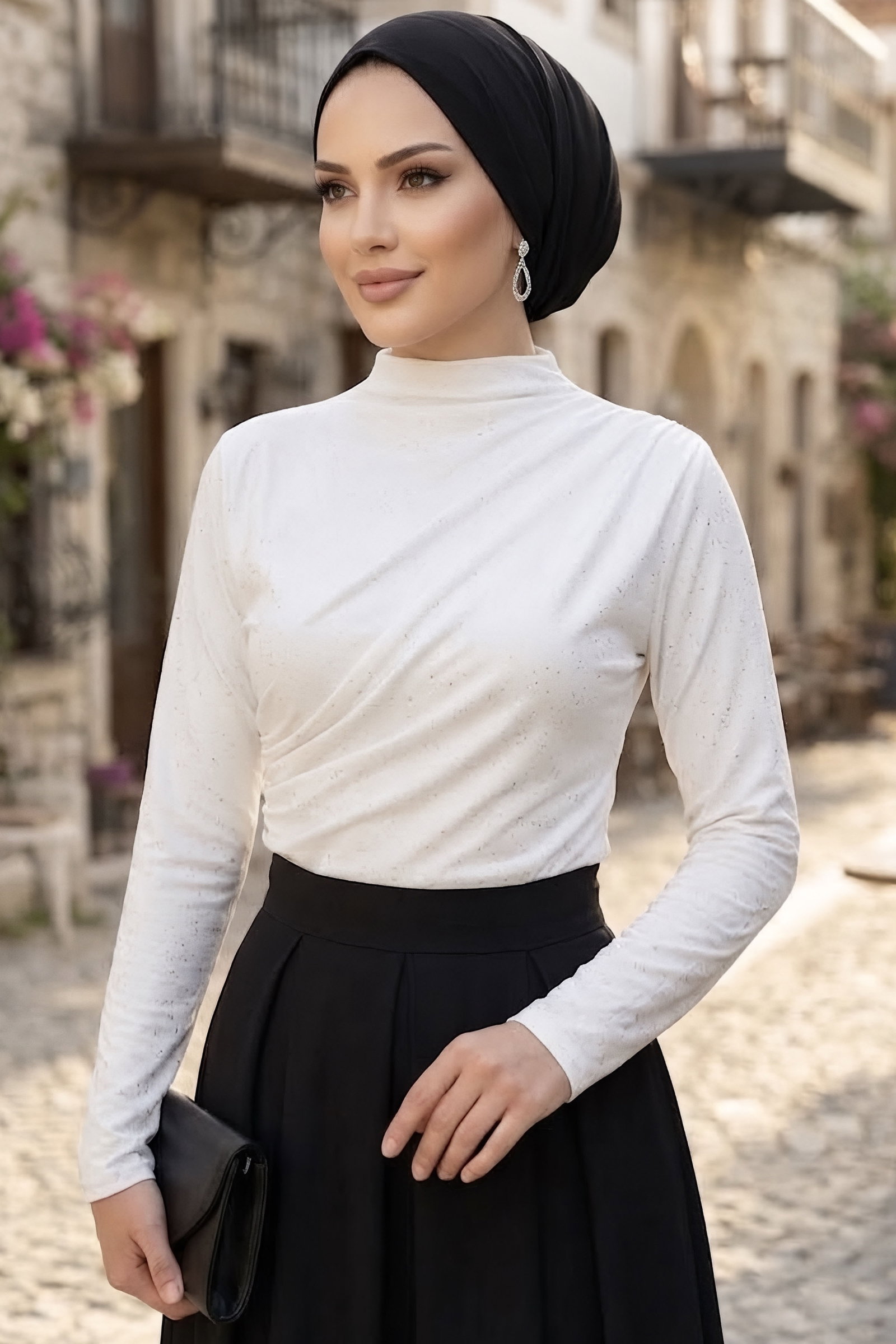 Pullu Sendy Bluz Beyaz - 29010-BEYAZ - 1