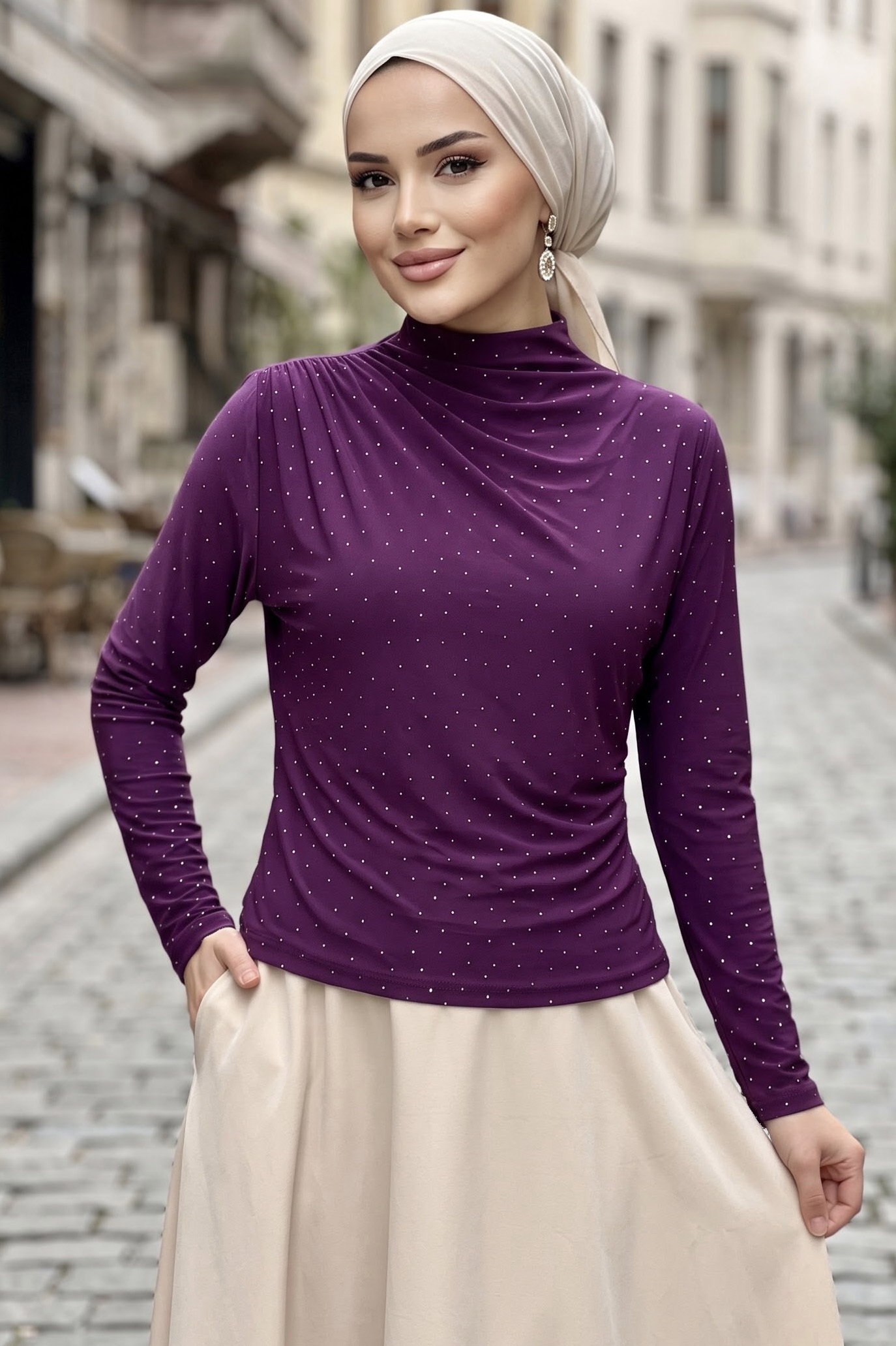 Pullu Sendy Bluz Mor - 29011-MOR - 1