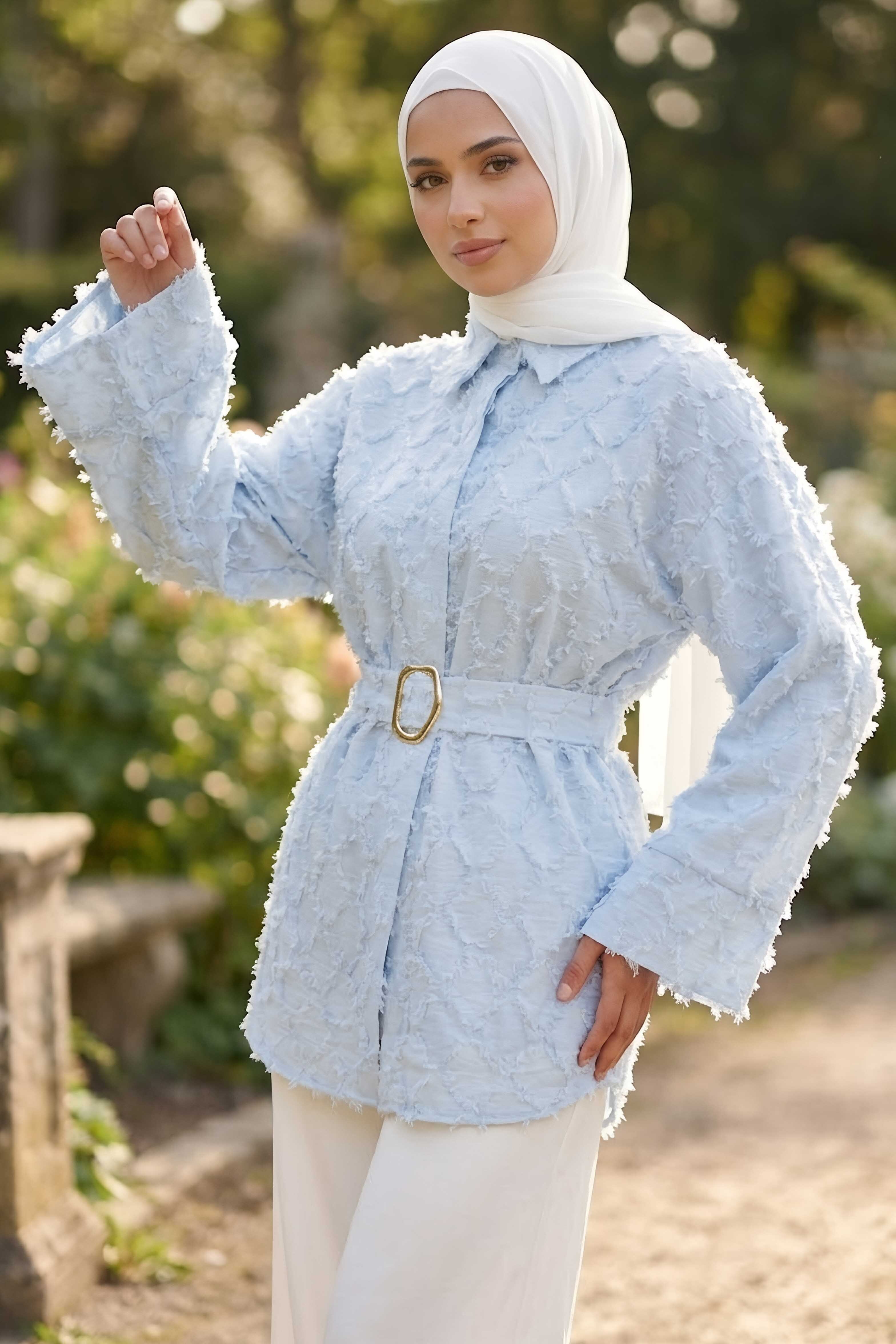 Püsküllü Kemerli Tunik Bebe Mavi - 28723-BEBE-MAVI - 1
