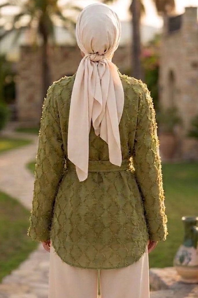 Püsküllü Kemerli Tunik Haki - 28723-HAKI - 3