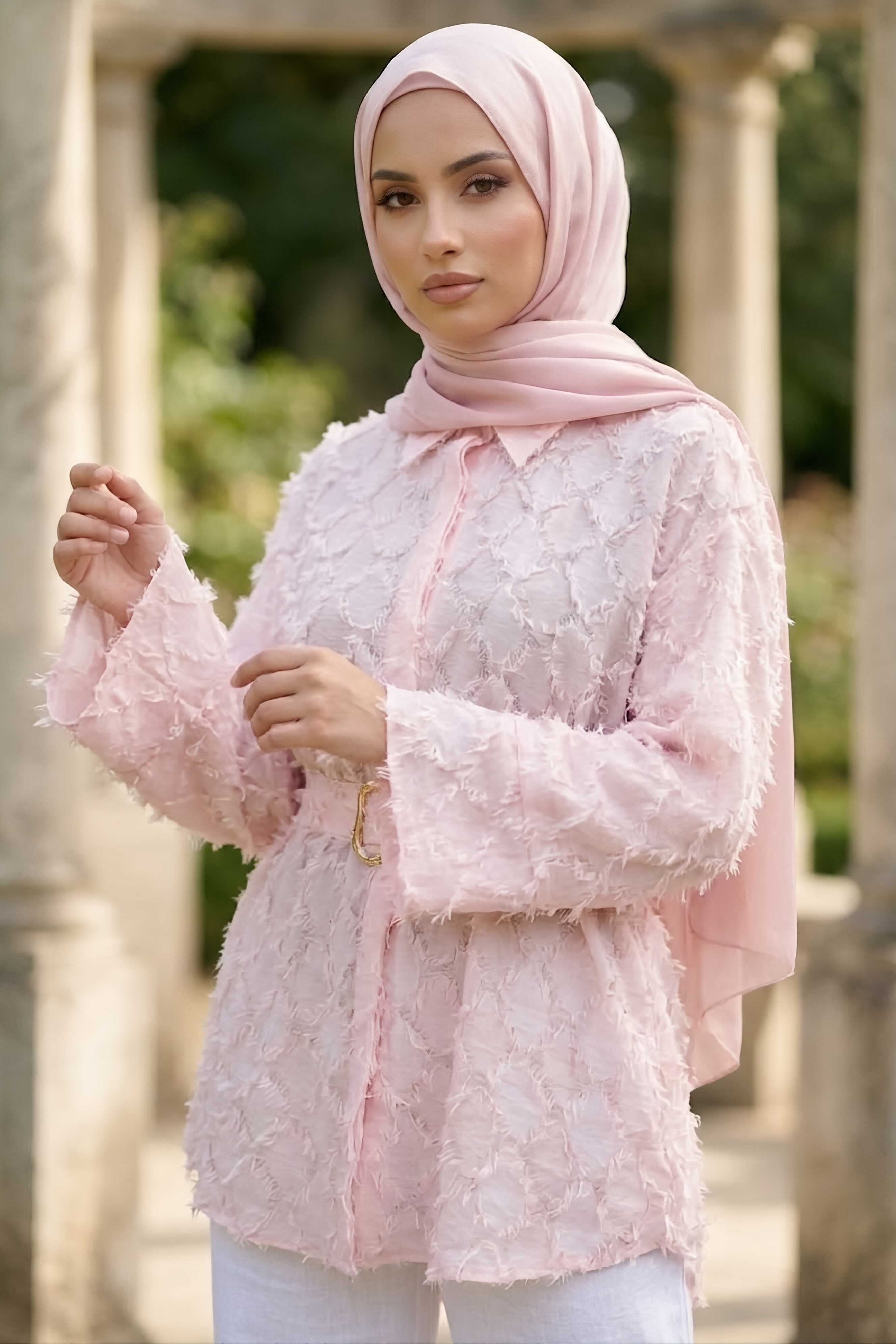 Püsküllü Kemerli Tunik Pudra - 28723-PUDRA - 2