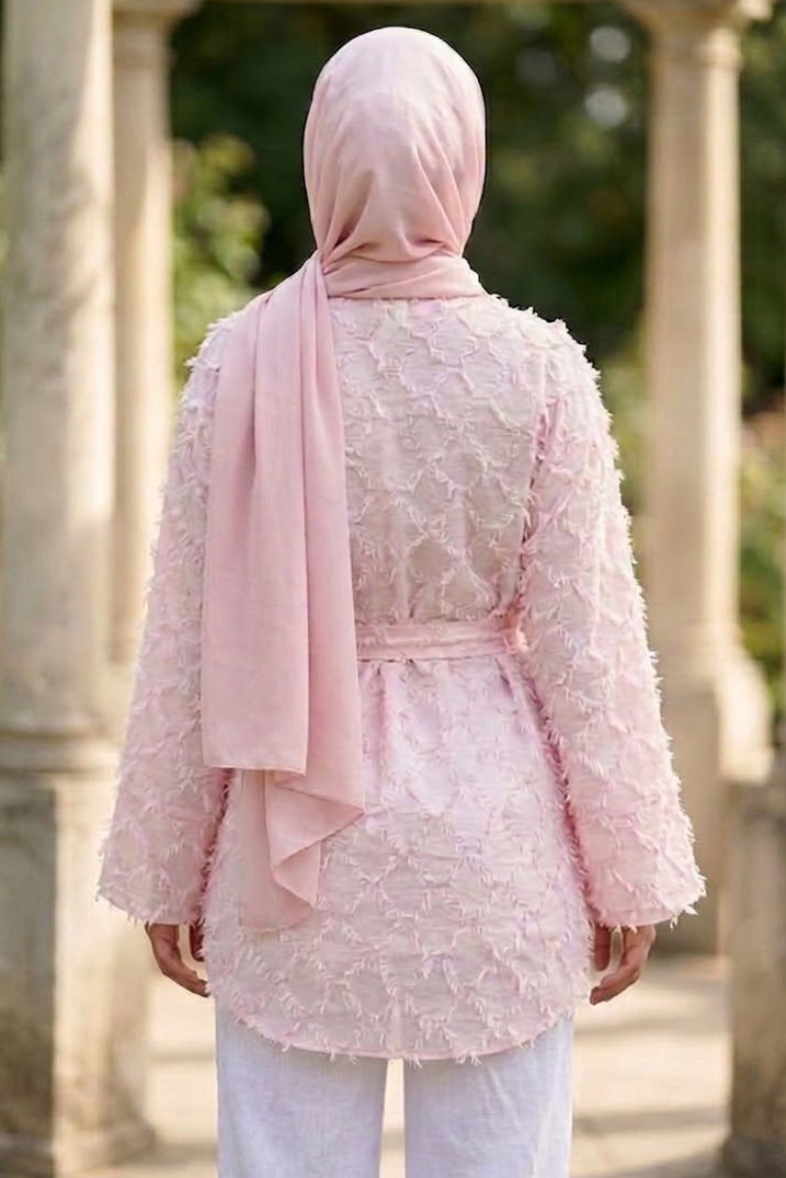 Püsküllü Kemerli Tunik Pudra - 28723-PUDRA - 3