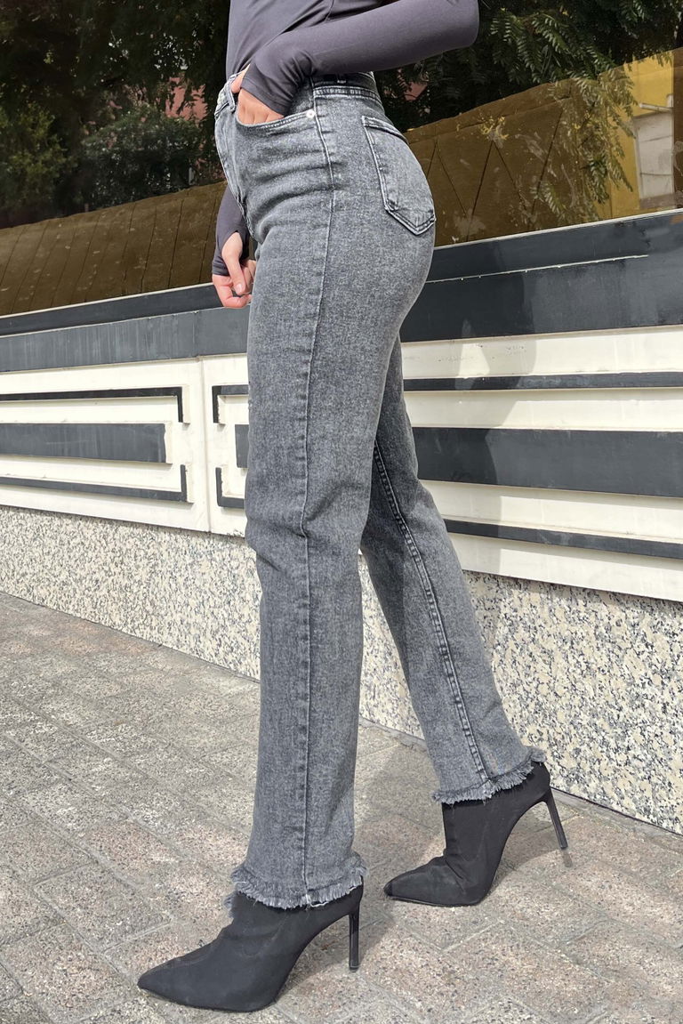 Püsküllü Kot Pantolon Antrasit - 26856 - TOFİSA