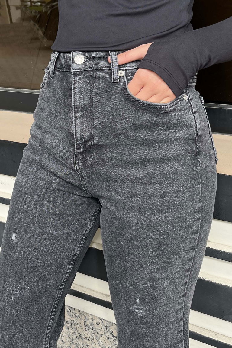 Püsküllü Kot Pantolon Antrasit - 26856 - TOFİSA