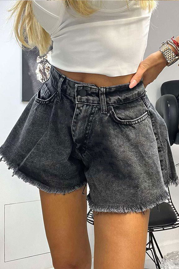 Püsküllü Kot Şort - 27361 - TOFİSA