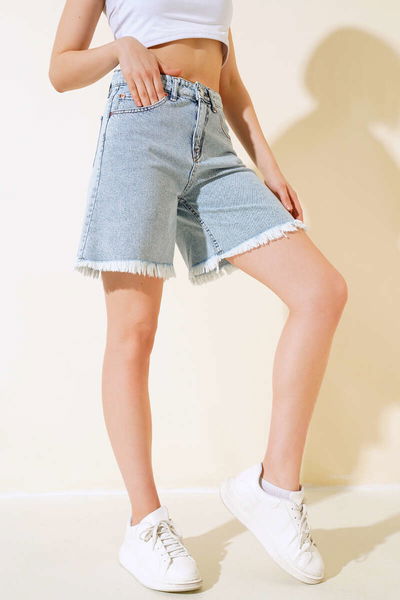 Püsküllü Kot Şort - 27362 